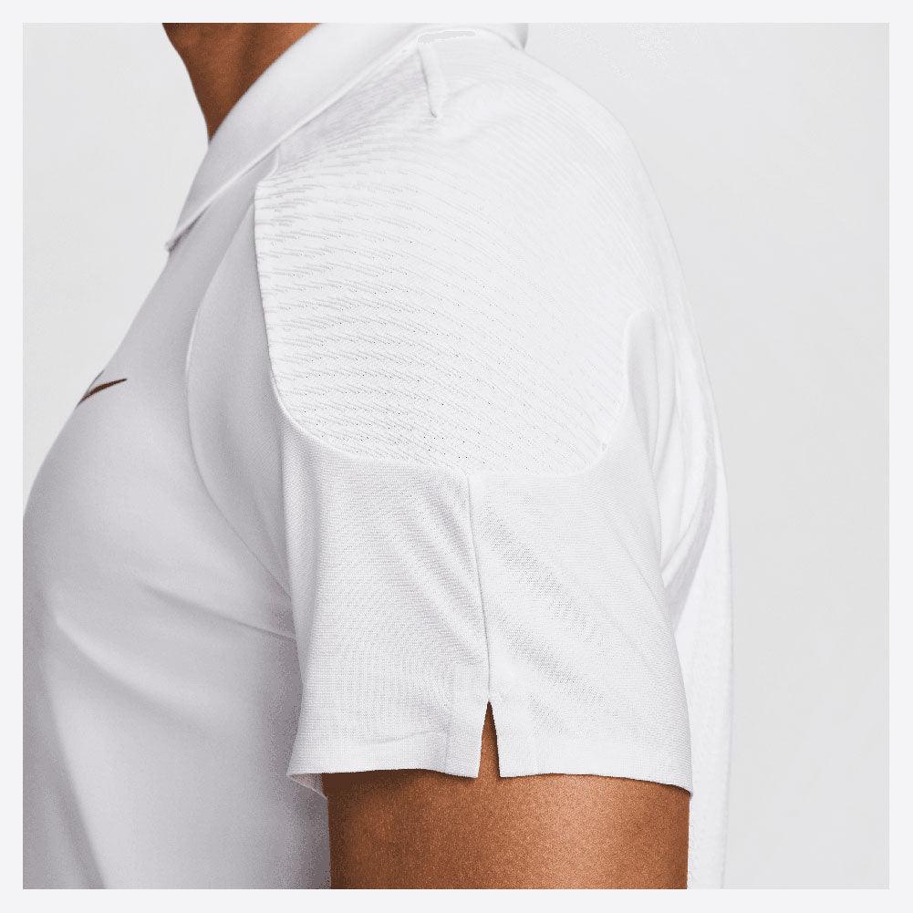 Men's Nike Slam Dri-FIT Advantage Tennis Polo Shirt - Moisture Wicking, UV Protection & Breathable Fabric (White/Black) - Perfect for Tennis, Golf & Casual Wear