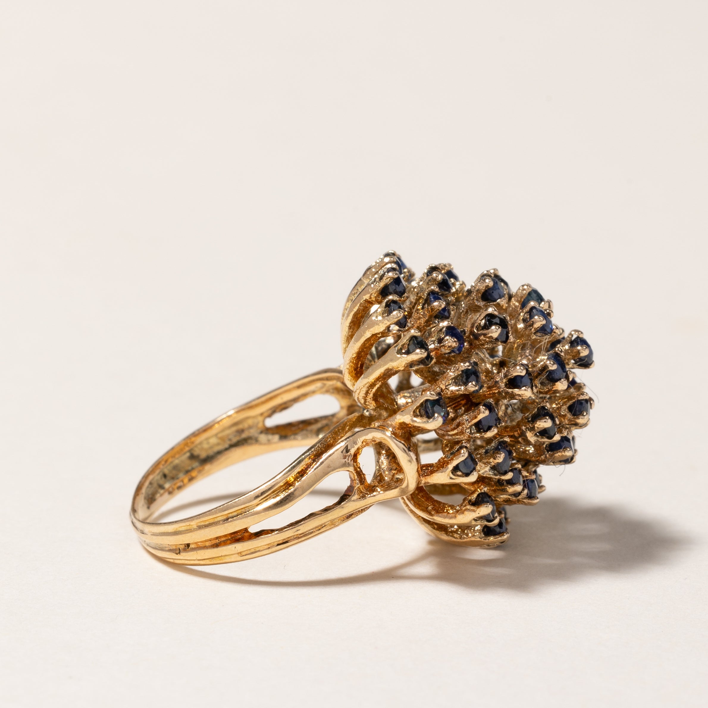 14K Gold Sapphire Cluster Cocktail Ring - Size 4.5 | Elegant Statement Jewelry for Women | Perfect for Parties, Weddings & Special Occasions