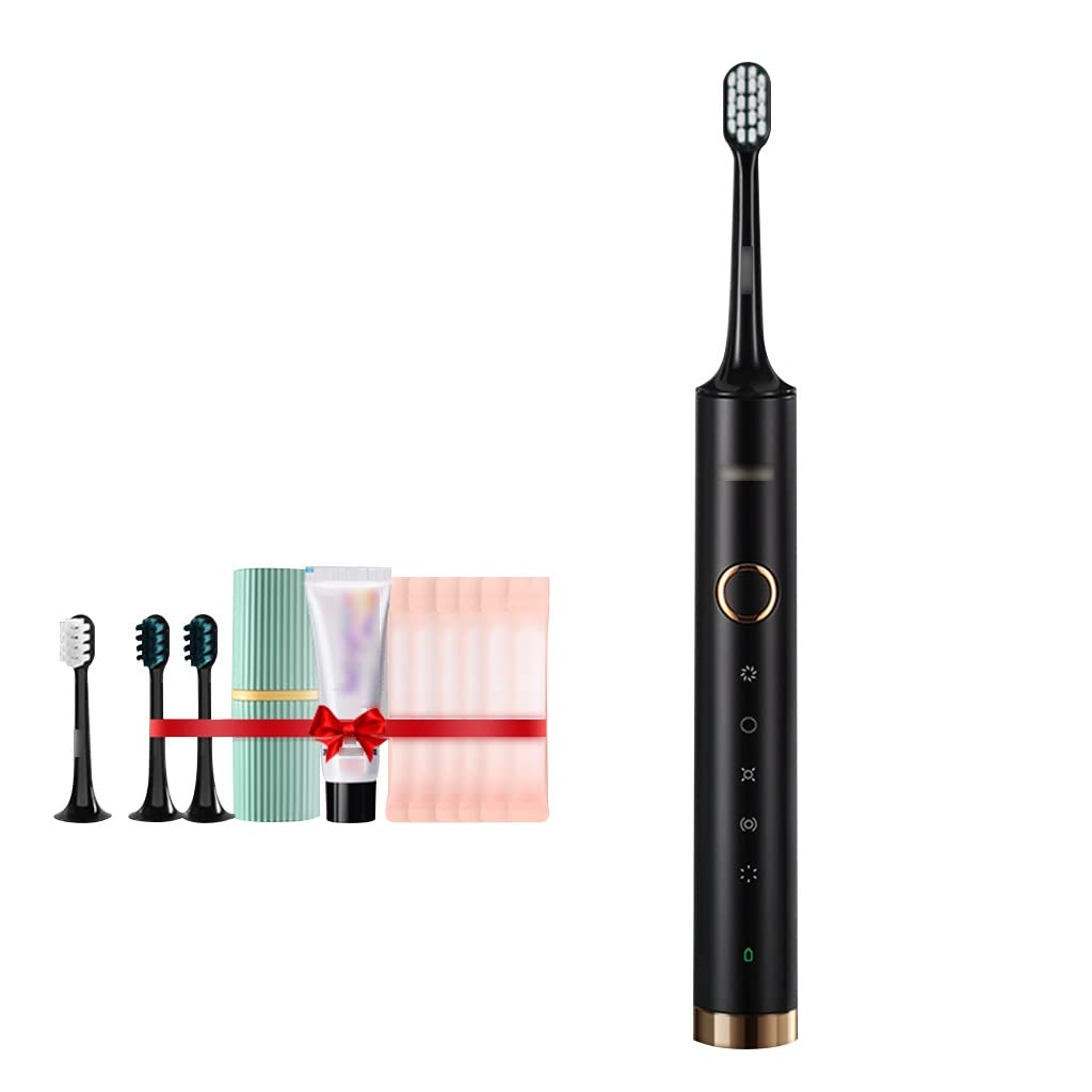 Rechargeable Electric Toothbrush for Adults - Smart Sonic Toothbrush with Soft Bristles, Automatic Cleaning, Induction Charging (Black, 24.9 x 2.6cm) - Perfect for Travel & Daily Oral Care