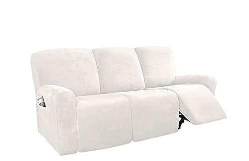 Premium Stretch Recliner Sofa Cover - Waterproof, Non-Slip Suede Slipcover for 1/2/3 Seater Chairs | Dustproof & Thick Protector | Perfect for Living Room, Home Theater & Massage Chairs (Ivory, 1 Seat)