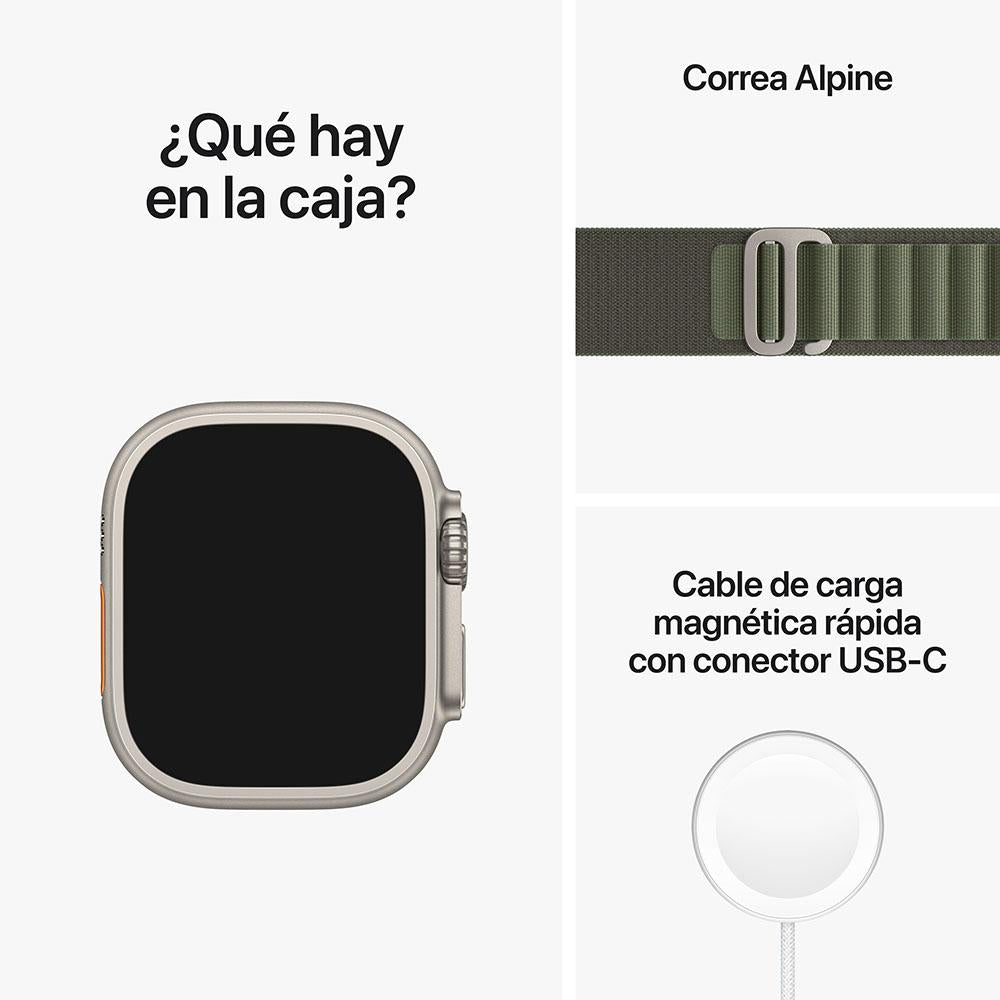 Apple Watch Ultra (GPS + Cellular) 49mm Titanium Case with Alpine Green Loop Band - Size M | Perfect for Outdoor Adventures, Fitness Tracking & Daily Wear