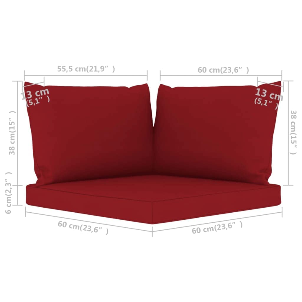 Premium 3-Piece Wine Red Fabric Pallet Sofa Cushion Set - Soft & Durable for Indoor/Outdoor Use - Perfect for Patio, Deck, or Living Room Furniture