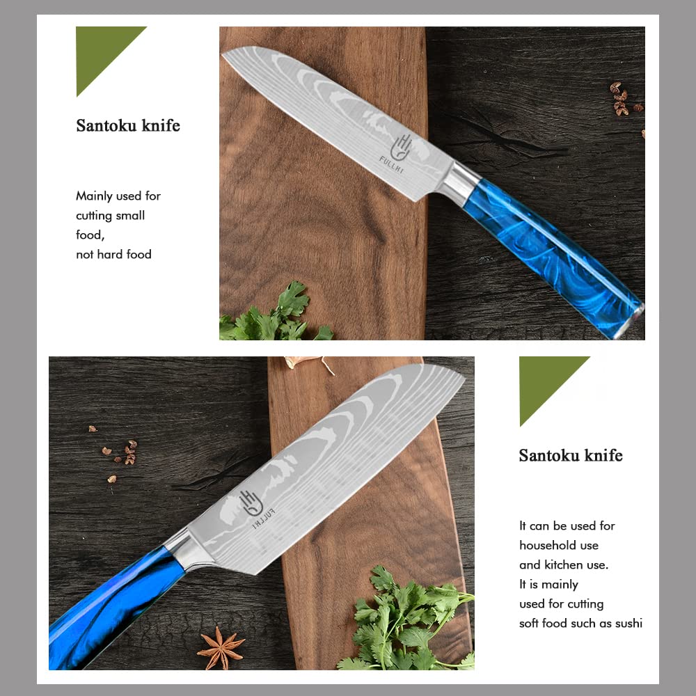 FULLHI 14-Piece Japanese Knife Set - Premium German Stainless Steel Kitchen Knives with Multiple Color Options - Perfect for Home Chefs, Cooking Enthusiasts & Professional Kitchens