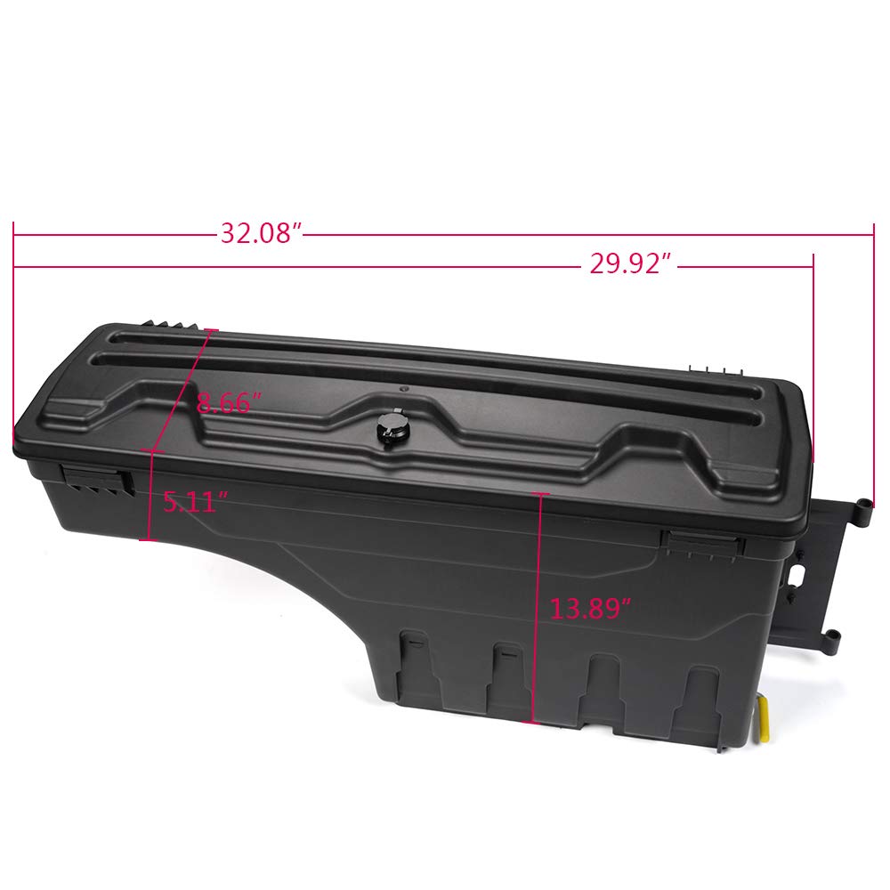 Lockable Truck Bed Tool Box for Ford F150 2015-2020 | Right Passenger Side Storage Organizer | Durable Cargo Management for Camping & Work Tools