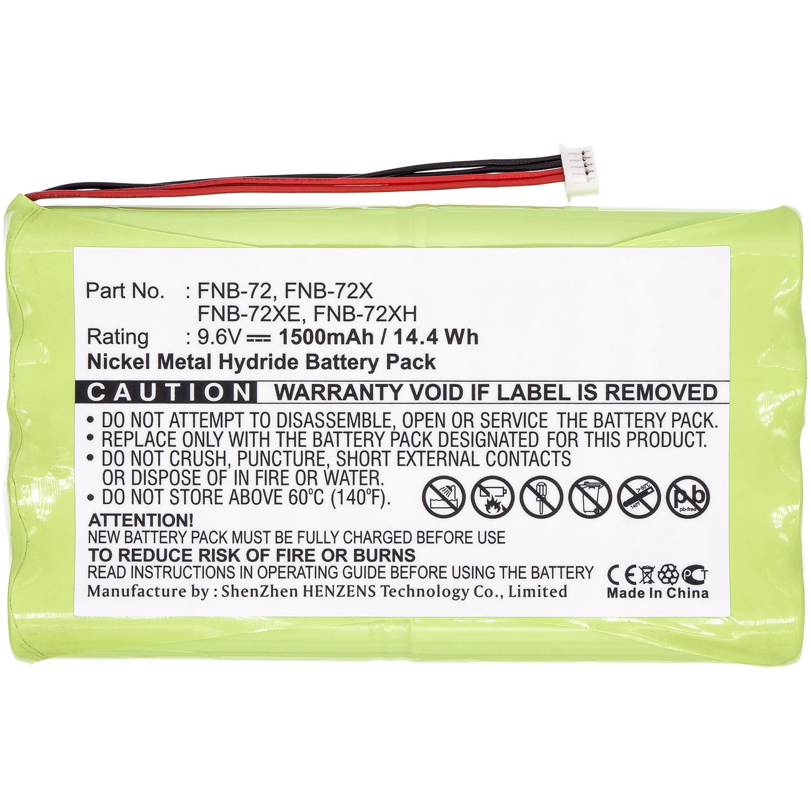 Synergy Digital 2-Way Radio Battery for YAESU FNB-72 - 9.6V 1500mAh Ni-MH High Capacity Replacement Battery - Perfect for Outdoor Adventures, Emergency Communication & Security Work