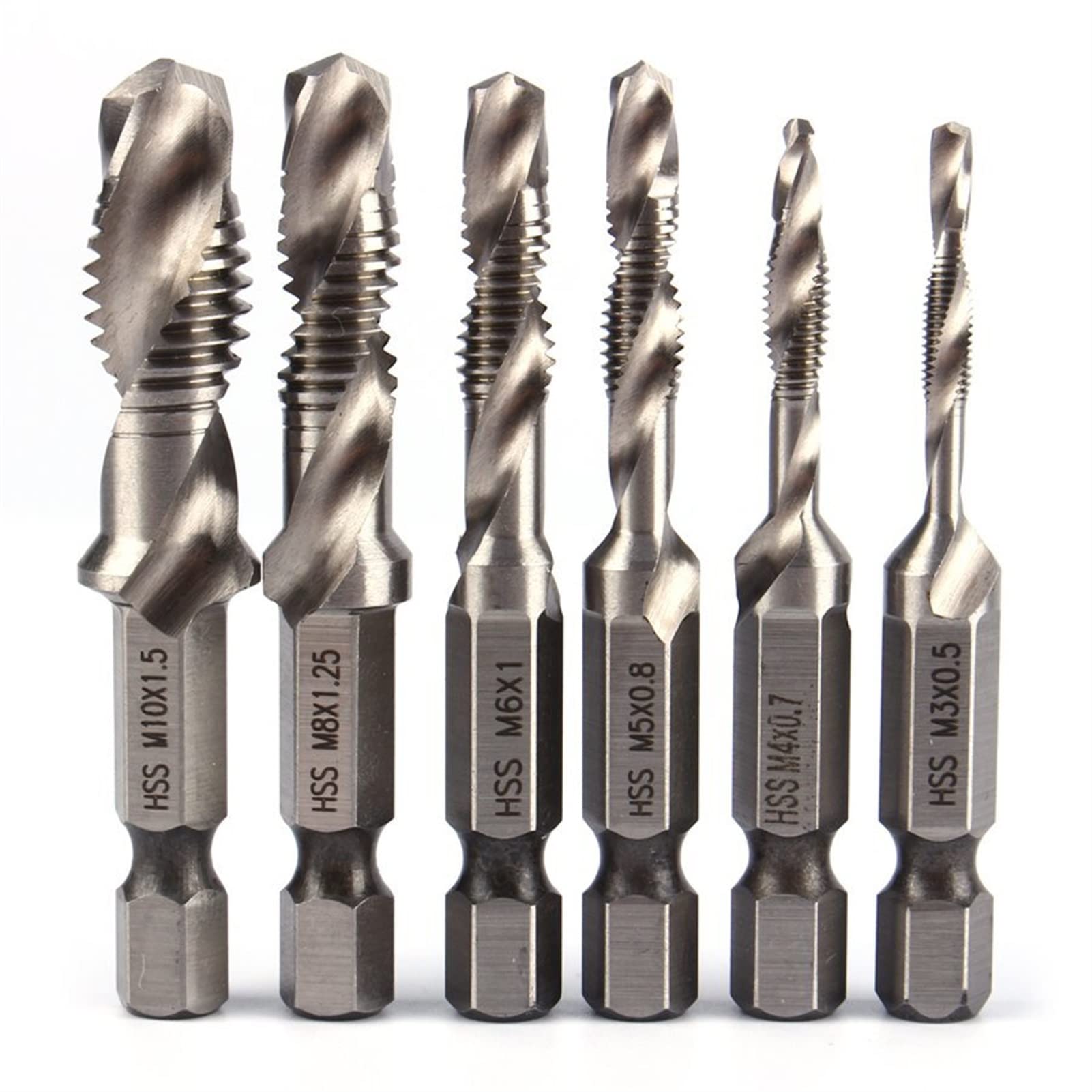 HSS Metric Drill and Tap Set 6pcs (M3-M10) - High Speed Steel Screw Taps, Countersink & Deburr Bits for Power Tools | Perfect for Metalworking, Woodworking, and DIY Home Improvement Projects