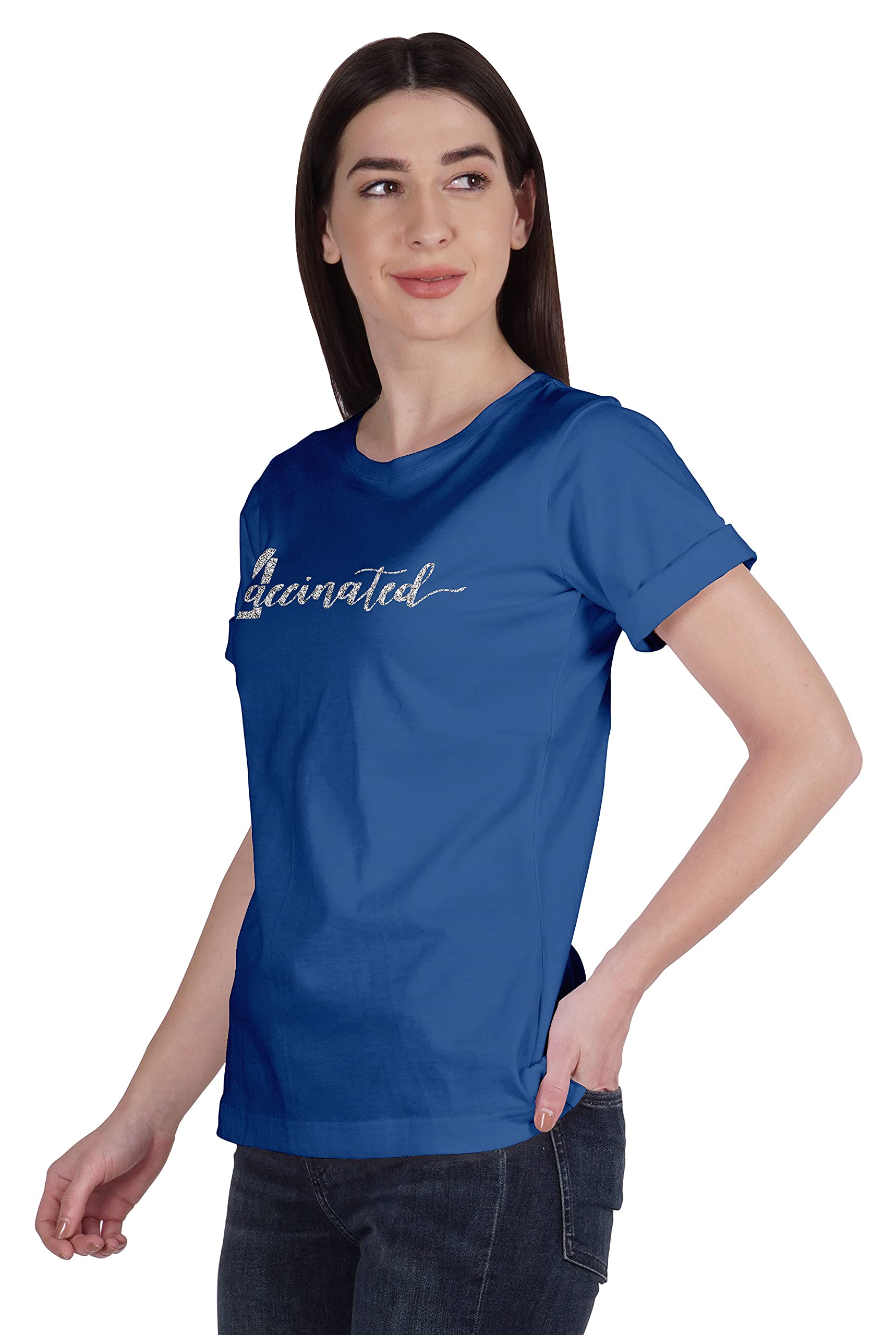 Vaccinated Pro Vaccine Cotton Crew Neck T-Shirt for Women - Soft & Comfortable Tee for Everyday Wear, Casual Outfits & Supportive Messaging