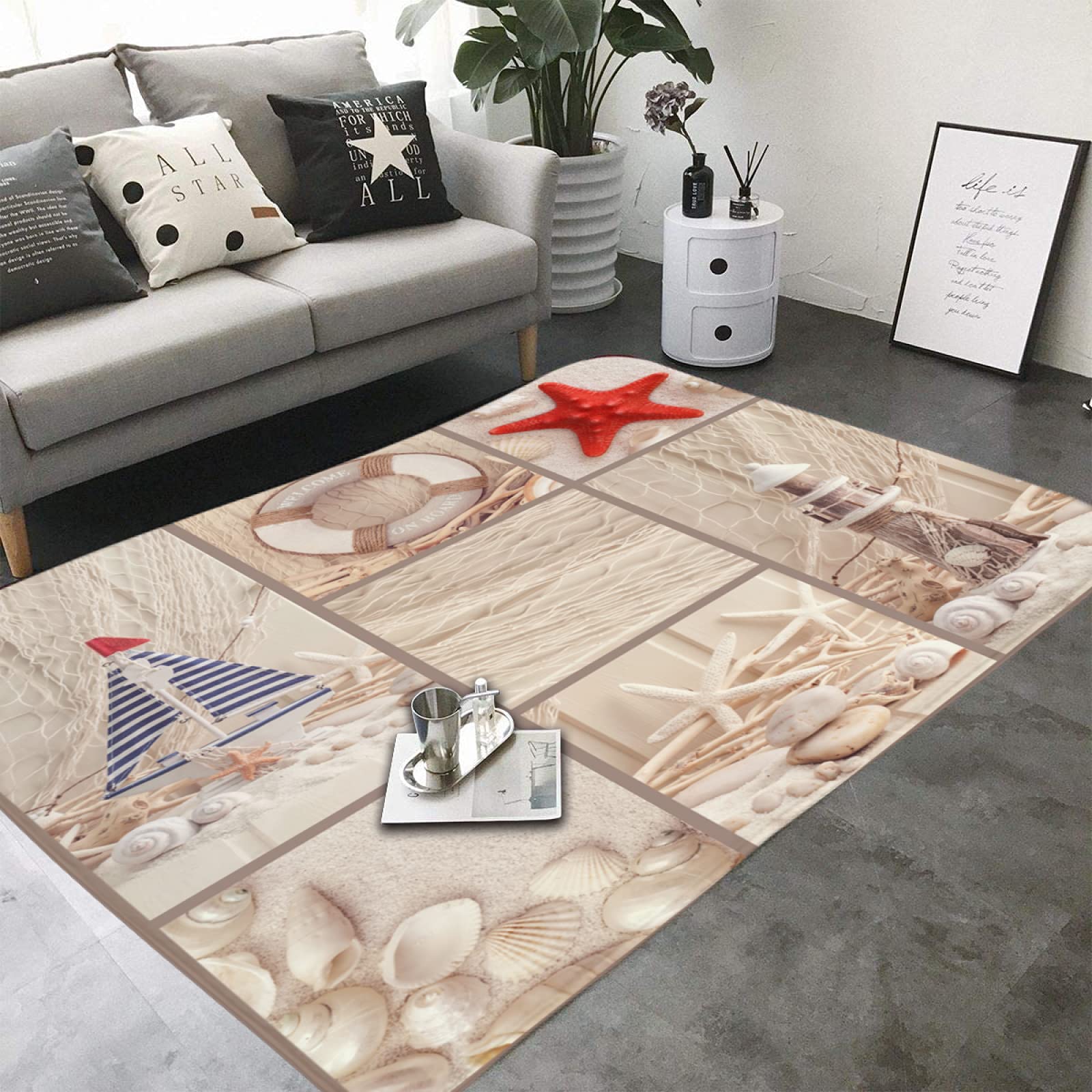 39x60in Summer Collage Area Rug - Soft Flannel Microfiber Bathroom Carpet with Non-Slip Backing, Bathtub Floor Mat for Home Decor (LJN) - Perfect for Bathrooms, Bedrooms & Living Rooms