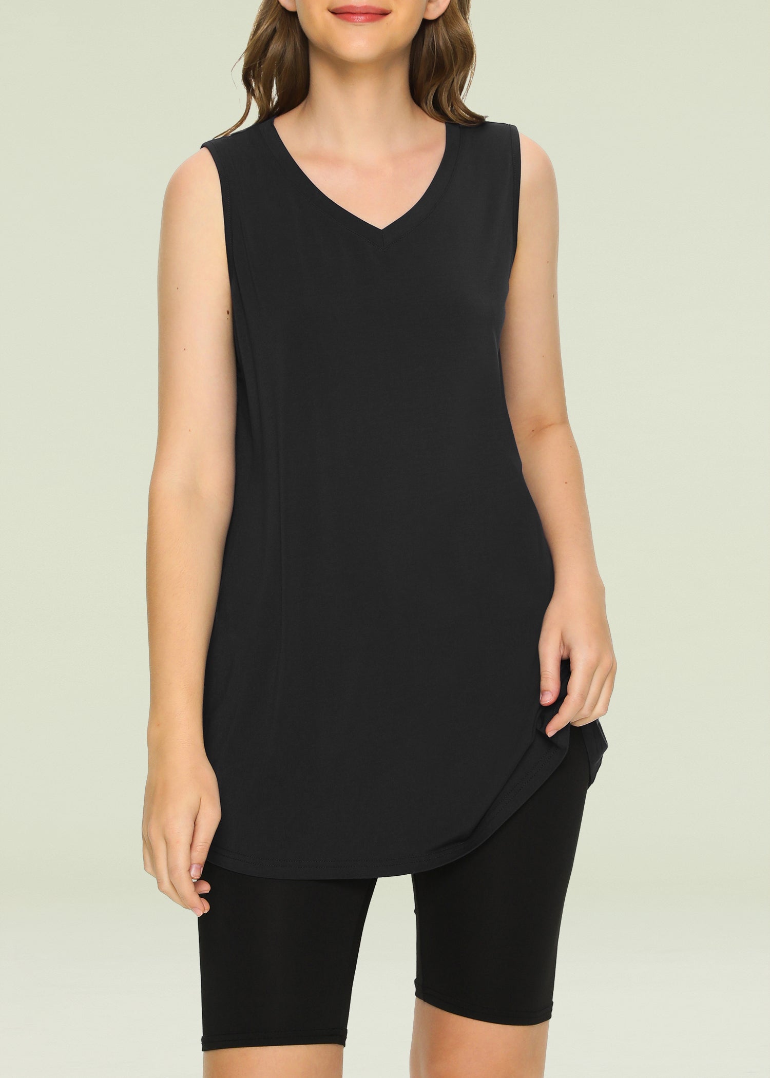 Women's Bamboo Viscose Sleeveless Tunic Top - Soft Flowy Pajama Tank for Sleep & Lounge - Perfect for Yoga, Travel & Summer Comfort