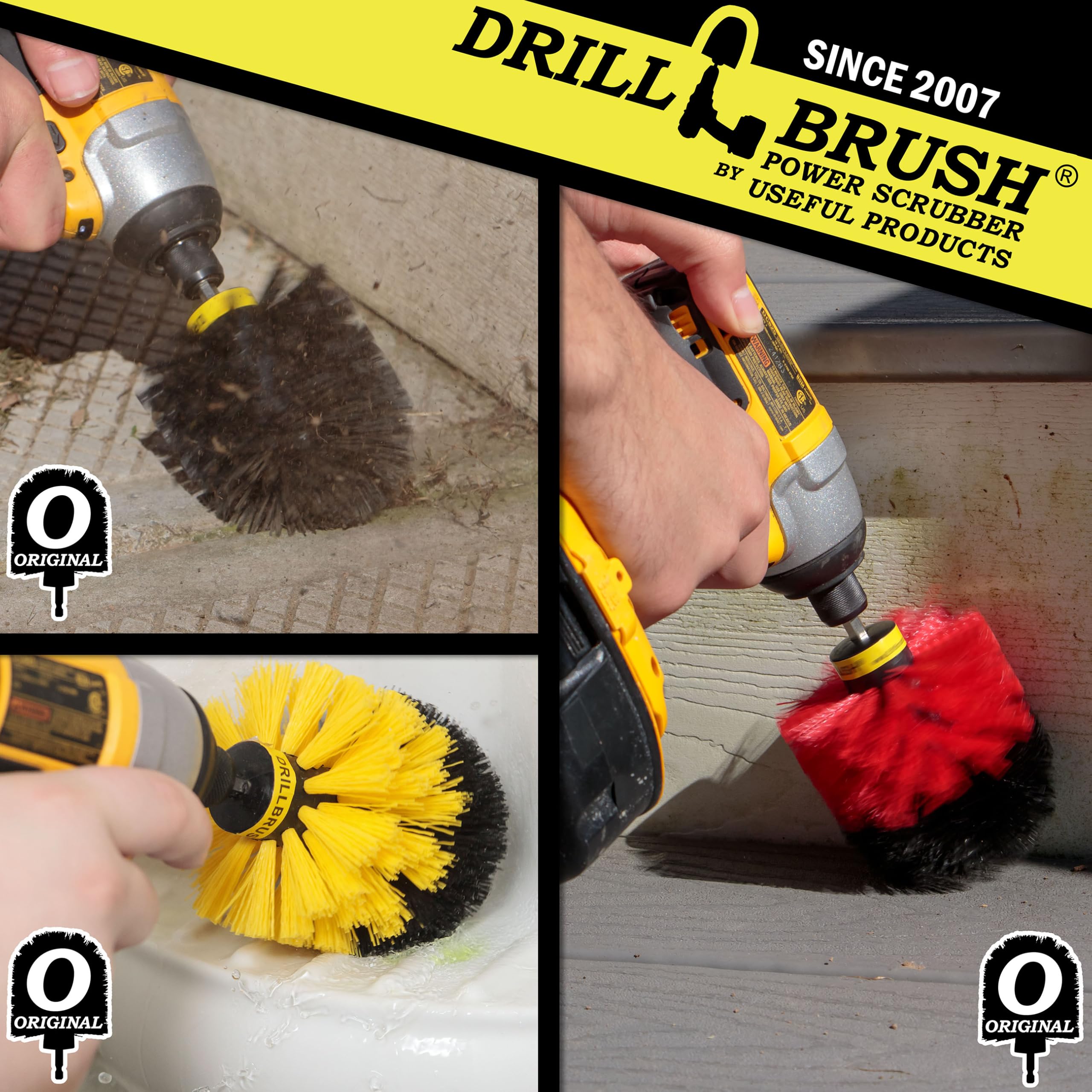 Premium Indoor & Outdoor Cleaning Supplies - Bathroom Accessories Set with Shower Cleaner, Bathtub Scrubber & Non-Slip Bath Mat - Stone & Concrete Cleaner for Garden, Patio, Bird Bath - Heavy Duty BBQ & Grill Brush Set for Perfect Outdoor Cooking