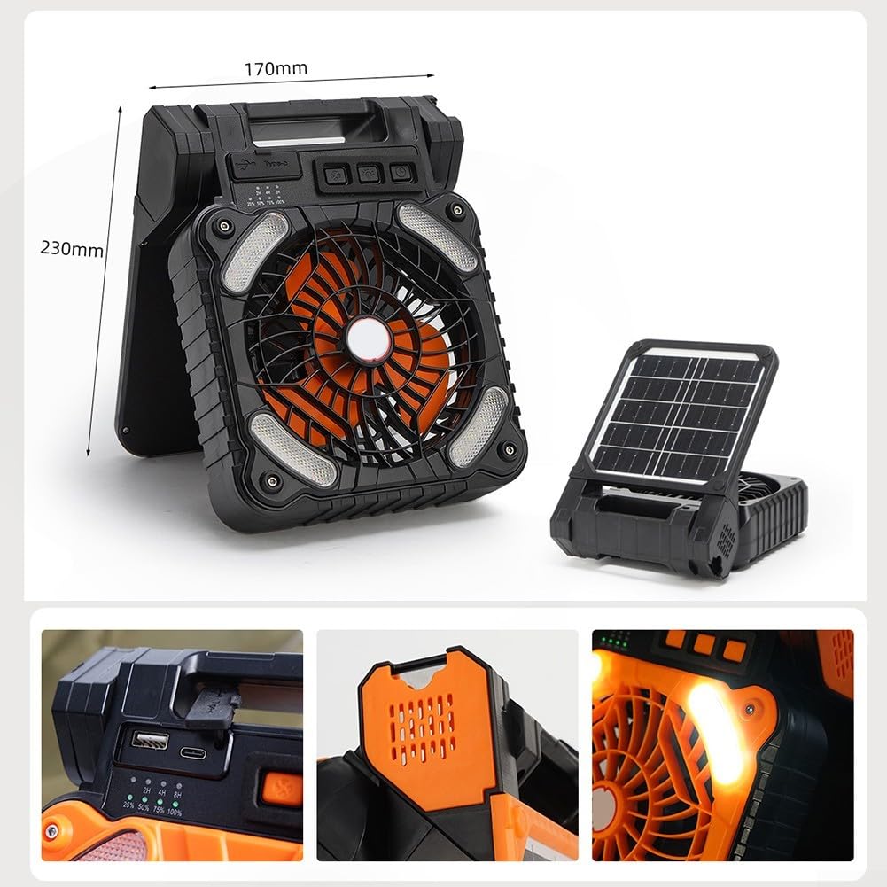 Portable Rechargeable Camping Fan - Lightweight Foldable Fan with 3 Adjustable Speeds, USB Powered for Tents, Hiking, Outdoor Adventures (Green)