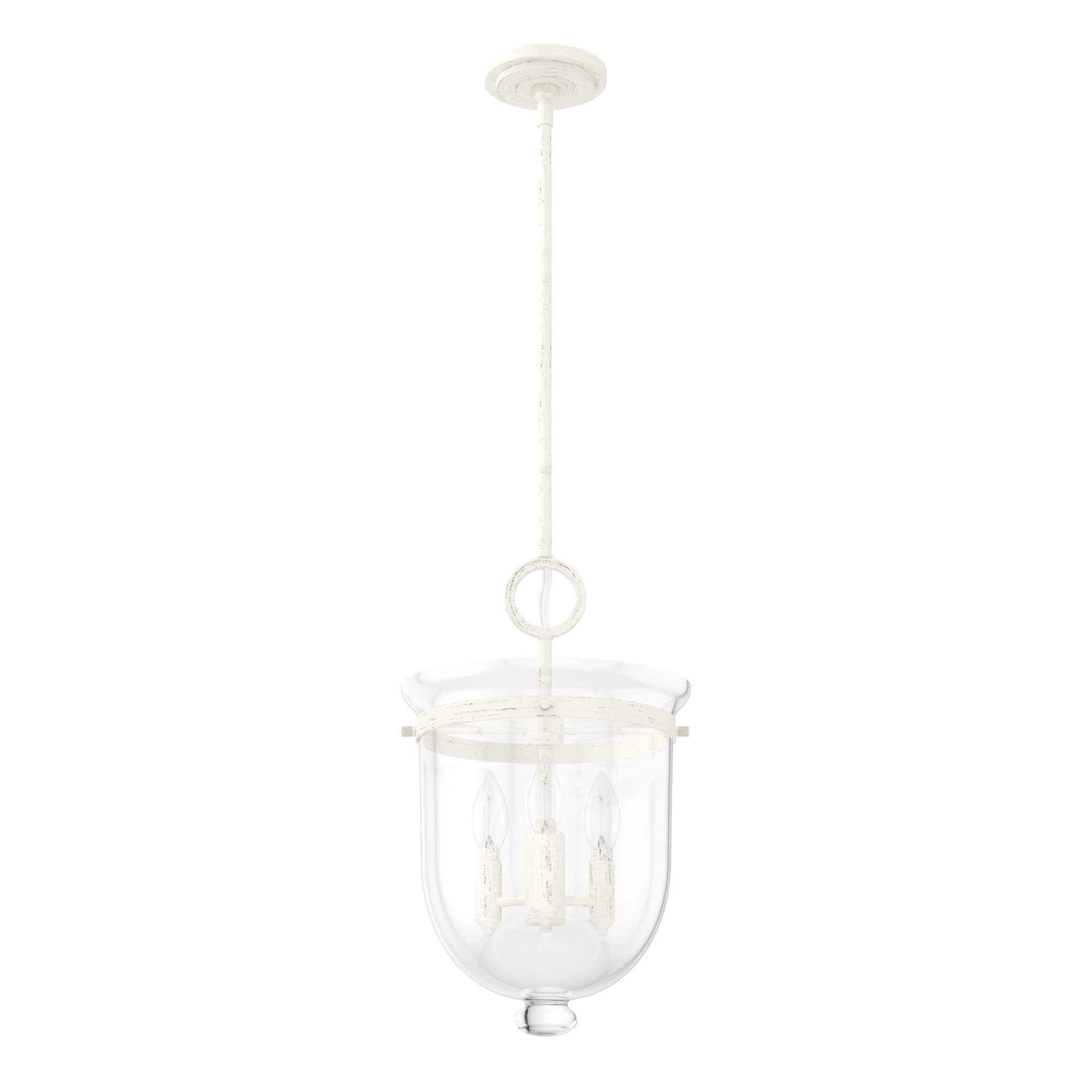 Hunter Fan Company 19312 Belltown Rustic White Pendant Light - Vintage Industrial Ceiling Fixture for Kitchen Island, Dining Room & Farmhouse Decor