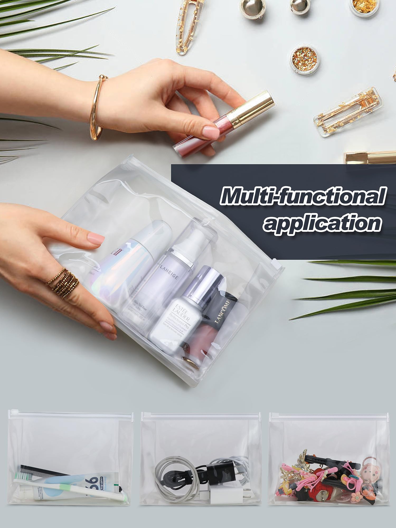 50-Pack Mini Clear PVC Makeup Bags - Waterproof Cosmetic Organizer Pouches with Zippers - Small Travel Toiletry Bags for Makeup, Jewelry & Accessories - Perfect for Travel, Gym, Daily Cosmetics Storage