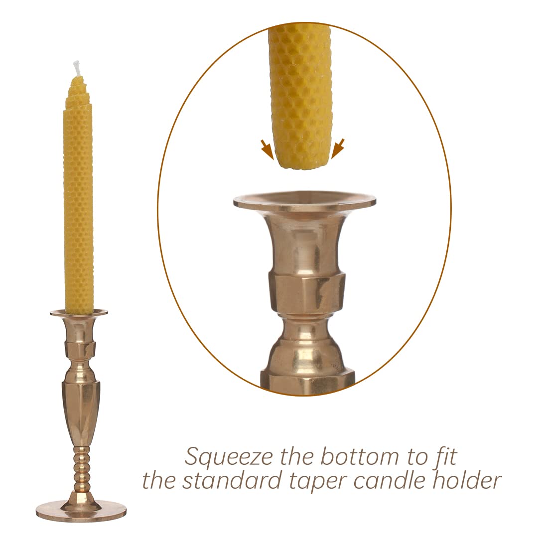 DEYBBY Handmade Beeswax Taper Candles - Dripless, Hand-Rolled Honeycomb Candles for Dinner Parties, Weddings & Romantic Decor (Set of 6, Brown Raw) | Eco-Friendly Home Ambiance & Gift Idea