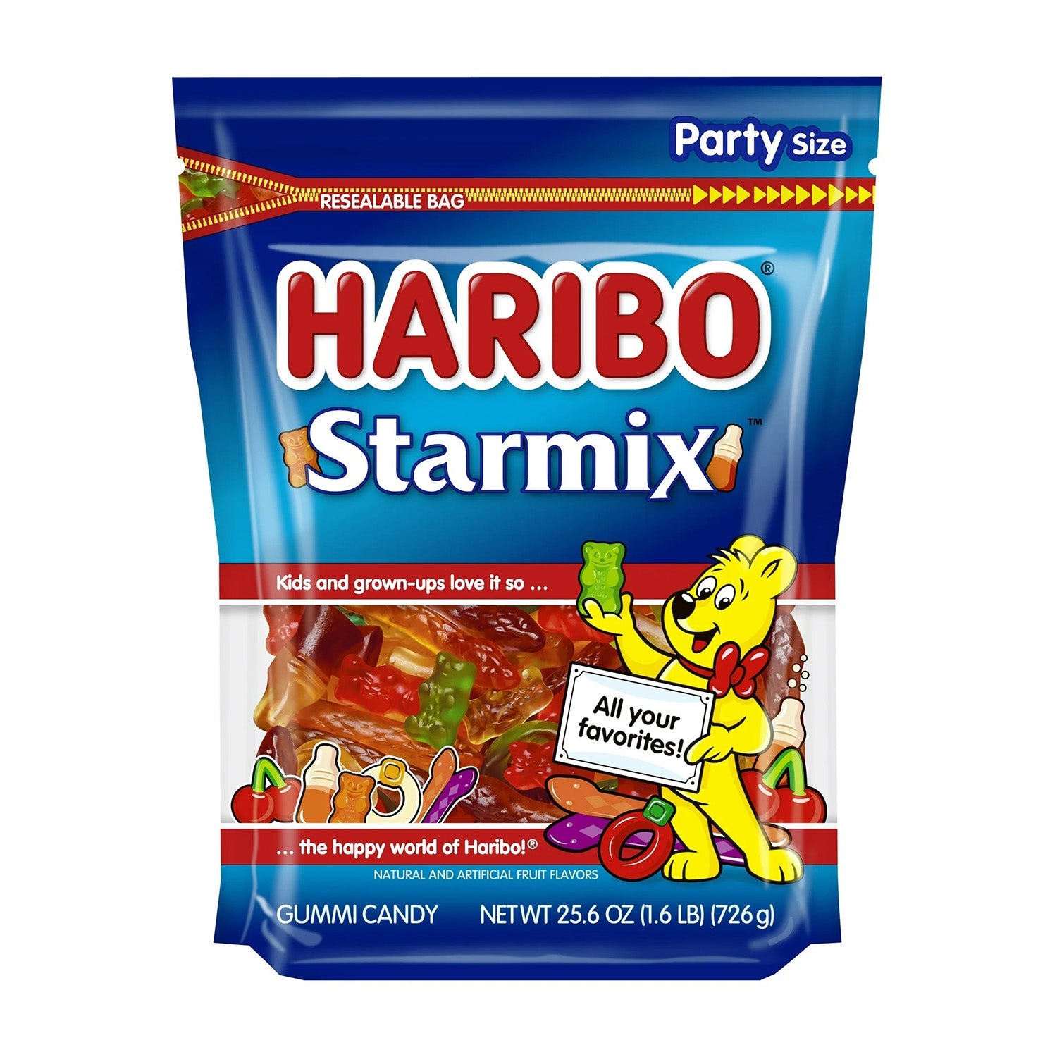 Haribo Starmix Gummi Candy - 25.6oz Party Size Bag | Assorted Fruit Flavors | Perfect for Birthday Parties, Halloween Treats & Office Snacks