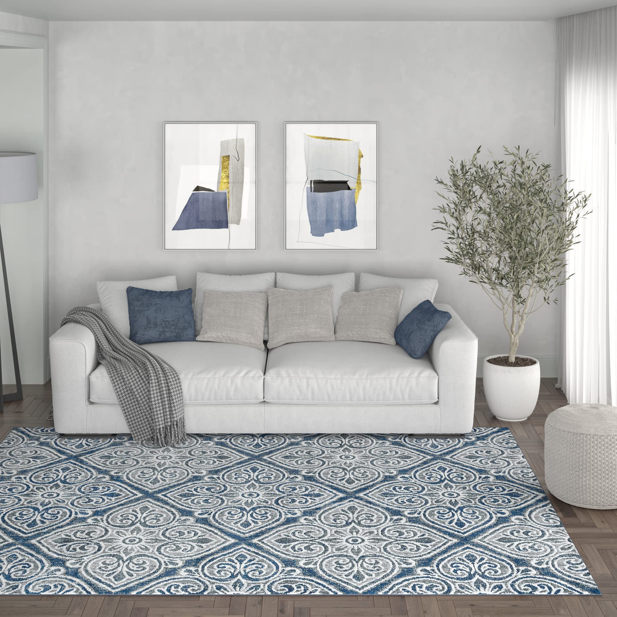 Modern Large 8x10 Area Rug - Soft Contemporary Carpet for Living Room, Bedroom, Dining Room & Kitchen - Non-Slip Indoor Floor Mat - Perfect for Home Decor, Entryway & High Traffic Areas - Alfombras Modernas para Sala