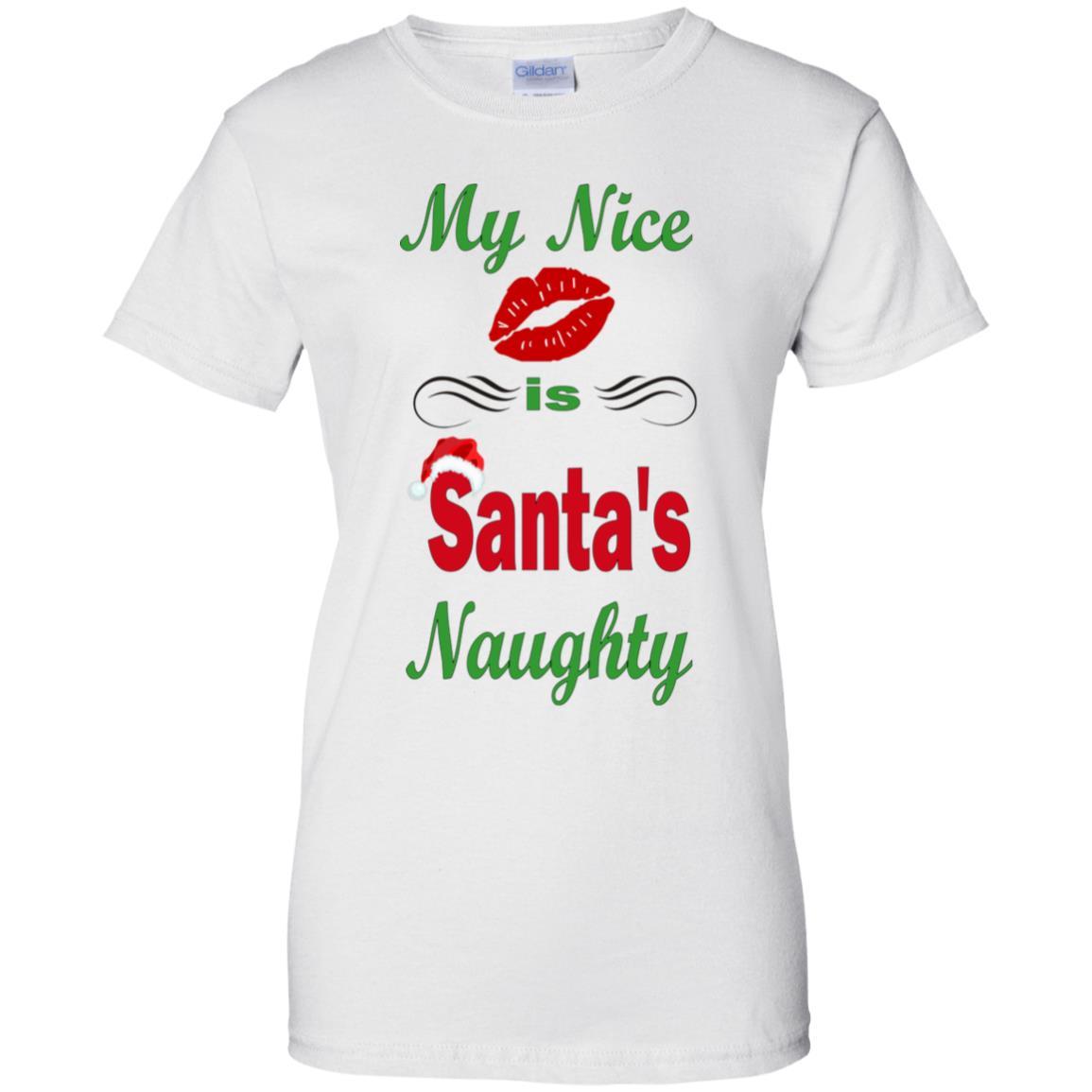 WineyBitches.co Santa's Naughty Ladies' 100% Cotton T-Shirt - Funny Christmas Gift for Women, Holiday Party Outfit, Casual Wear