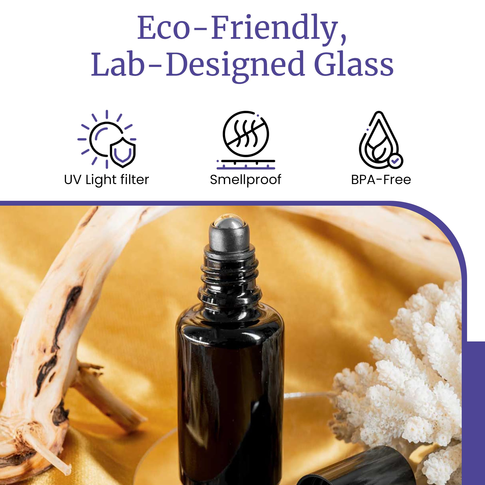Infinity Jars 10-Pack Black UV Protection Glass Roller Bottles 30ml (1 fl oz) - Essential Oil Roll-On Bottles with Steel Ball & Black Screw Cap - Perfect for Aromatherapy, Perfume Samples & DIY Cosmetic Storage