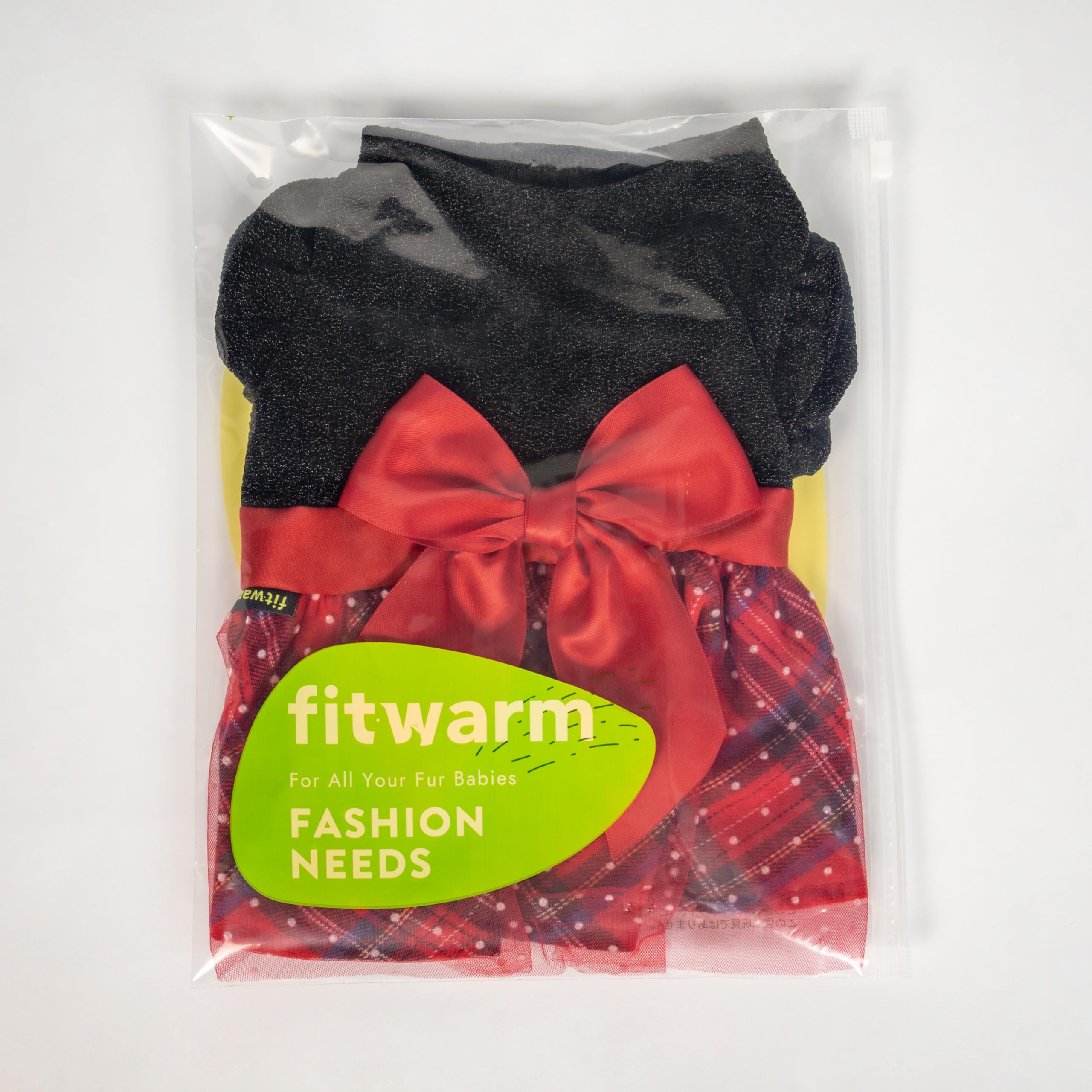 Fitwarm Christmas Puff Sleeve Dog Dress - Elegant Holiday Pet Outfit for Small Dogs | Black & Red Medium Size | Perfect for Christmas Photos & Festive Gatherings