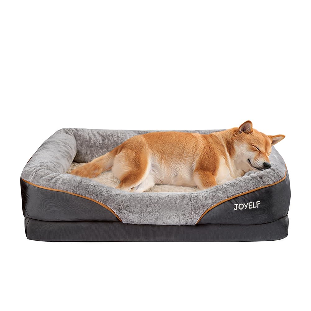 JOYELF Orthopedic Memory Foam Dog Bed - Large Washable Pet Sofa with Removable Cover & Free Squeaker Toy - Comfortable Support for Joint Pain Relief - Perfect for Large Dogs in Living Room or Bedroom