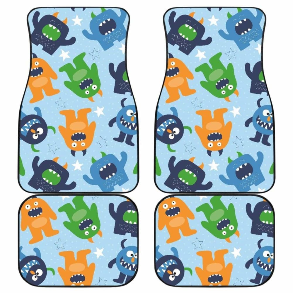 Alien Pattern Print Car Mats - Non-Slip Front and Back Floor Mats for Cars, SUVs, Trucks - Durable All-Weather Protection for Driving, Travel, and Daily Commute