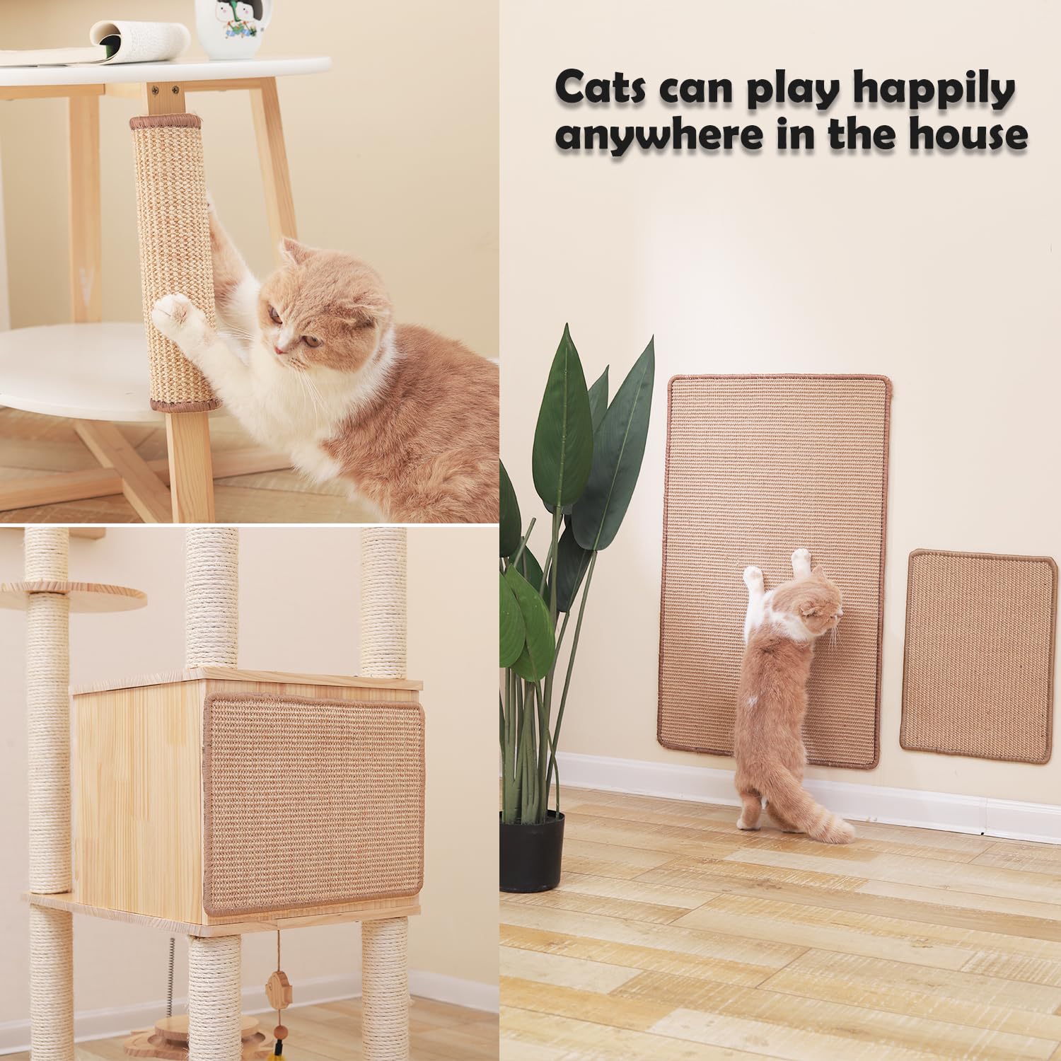 VCANIVR Cat Scratcher Mat - 50 X 30 CM Natural Sisal Cat Scratch Pad for Furniture Protection - Durable Cat Scratching Mat for Walls, Carpets & Sofas - Perfect for Indoor Cats to Play and Stretch Claws