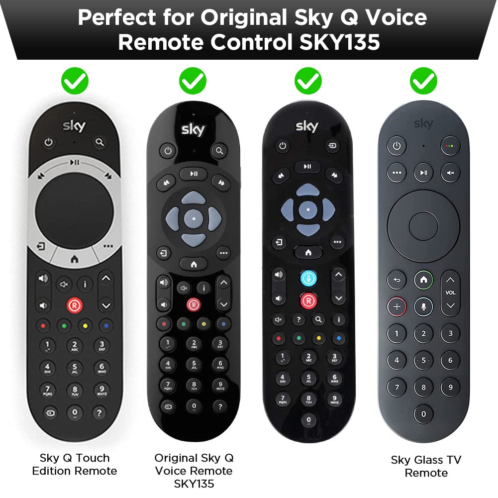 2 Pack Silicone Protective Cover for Sky Q Voice Remote Control SKY135 & Sky Glass Remote - Durable Skin Case for Touch & Non-Touch Remotes (Black + Rainbow) - Perfect for Home Entertainment & TV Accessories Protection
