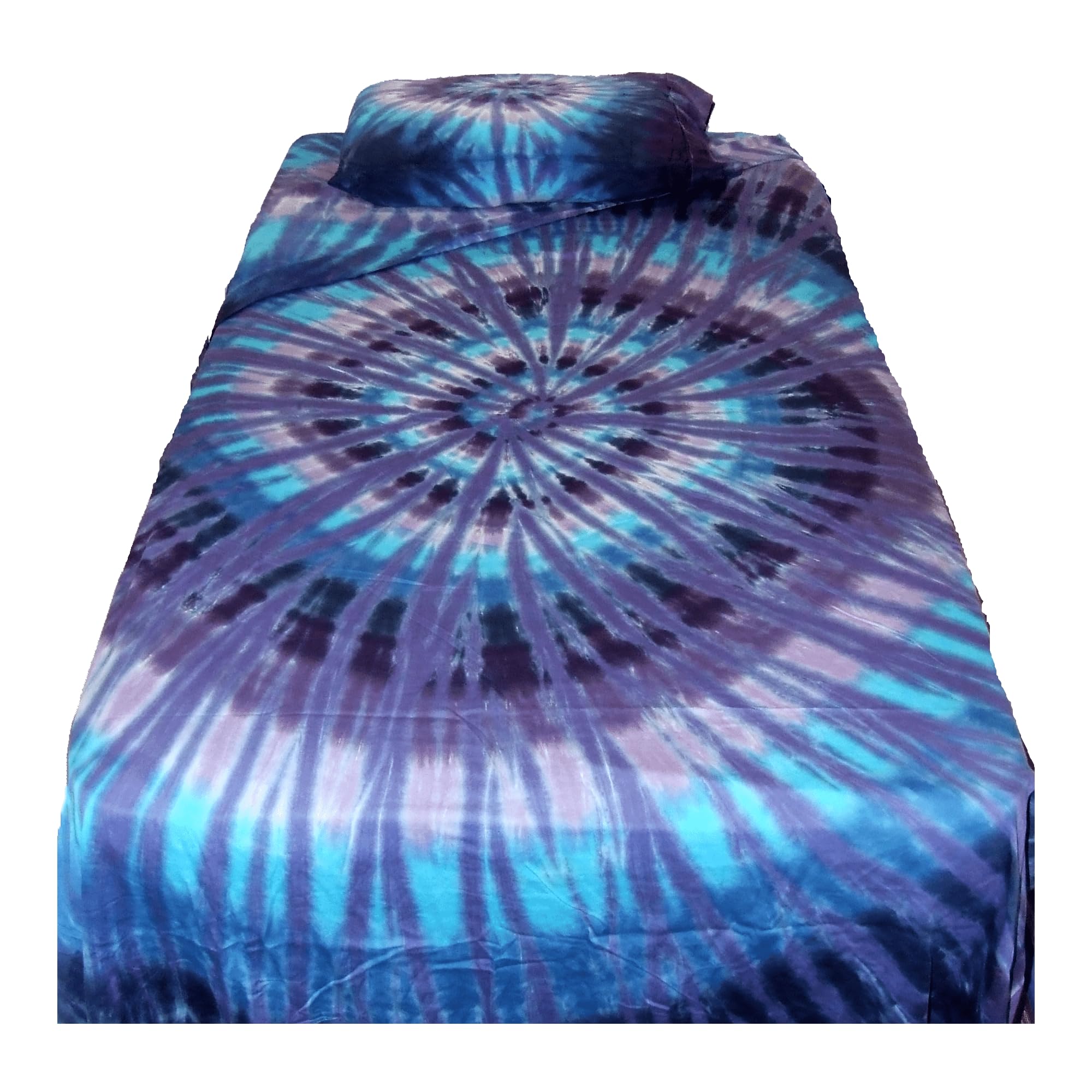 Twilight Cotton Blue Purple Tie Dye Bed Sheet Set - Twin XL Size | Soft & Breathable for Kids & Teens Bedrooms, Dorm Rooms & Guest Rooms