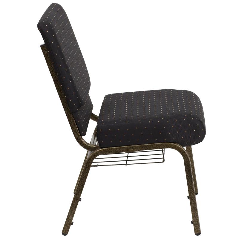 FLASH HERCULES Series 21''W Church Chair with Book Rack - Beige Fabric & Copper Vein Frame - Perfect for Churches, Chapels, and Event Venues