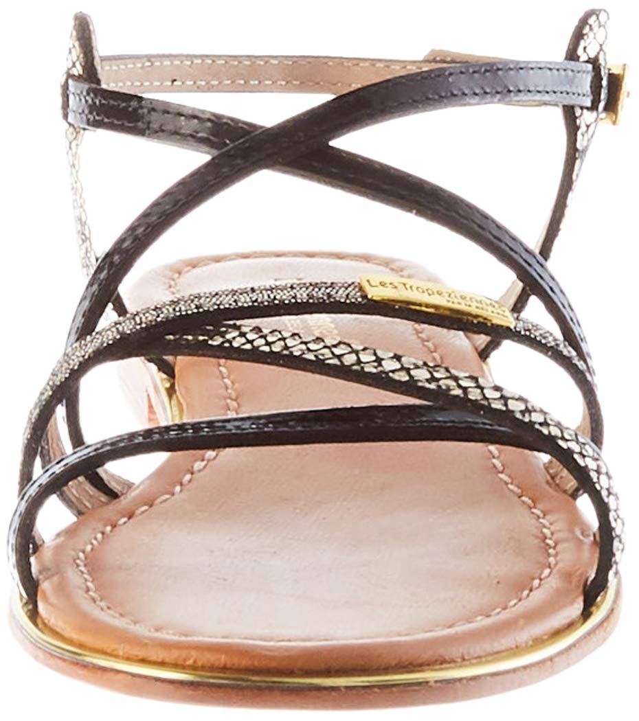 Les Tropeziennes Women's Harry Open Toe Sandals - Black Noir Multi 607 | Size 9.5 | Comfortable Summer Casual Shoes for Beach, Vacation & Everyday Wear