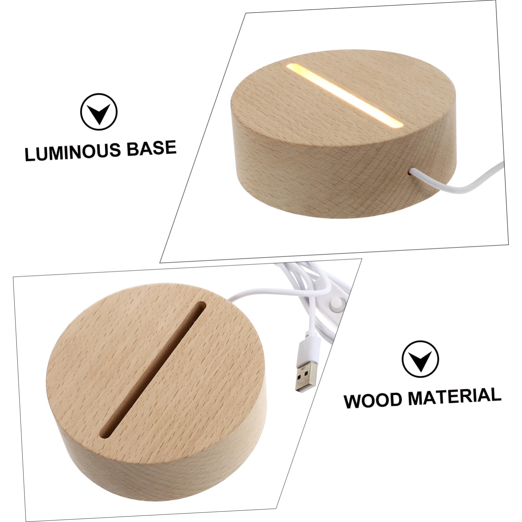 Angoily Wood Lamp Base - 1pc Wooden Night Light Holder for LED Bulbs, Small Lamp Stand for Bedroom Decor, Perfect for Night Lights, Reading Lamps & Cozy Ambiance