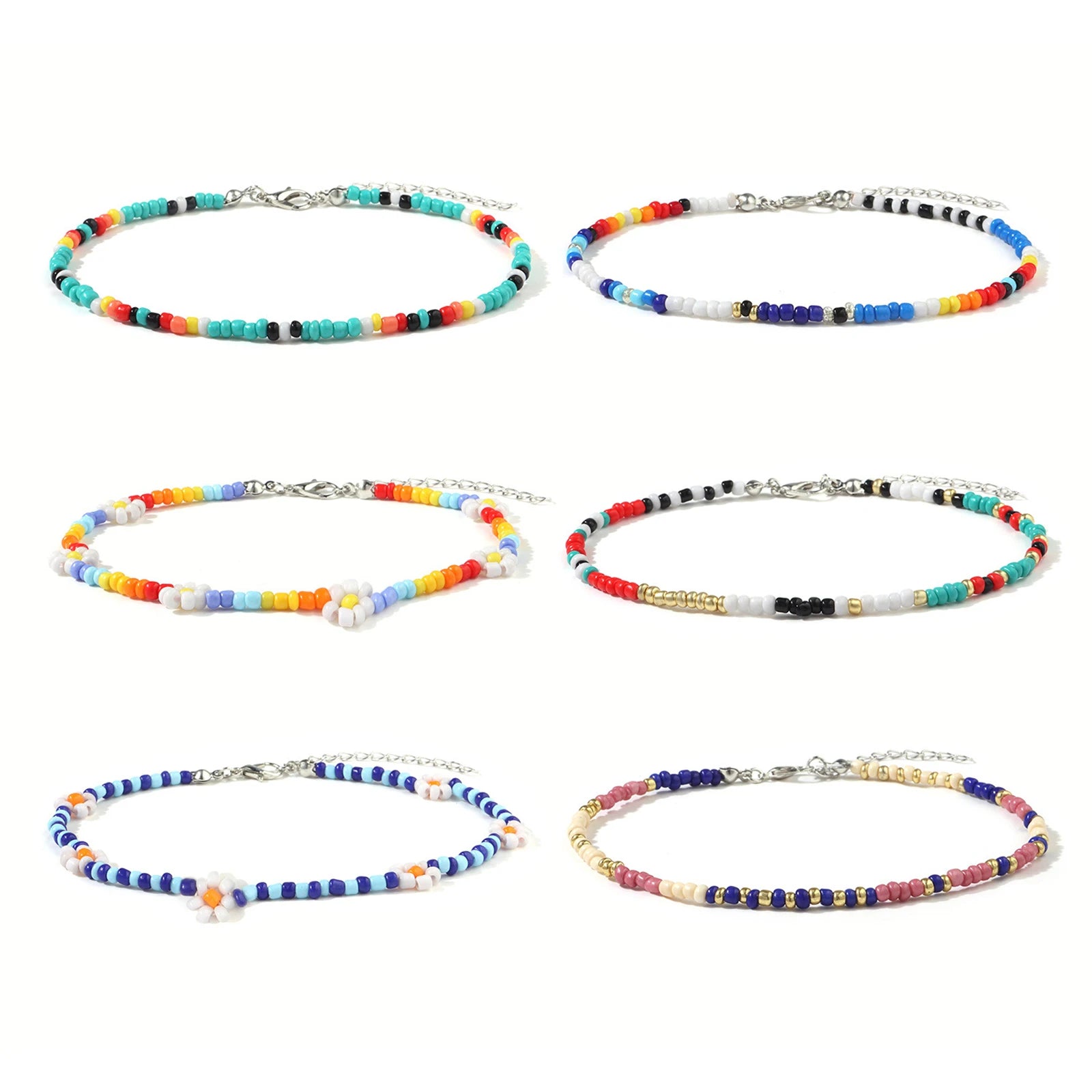 Flower Anklet for Women - Boho Floral Ankle Bracelet for Summer Beach, Festival, and Wedding Accessories