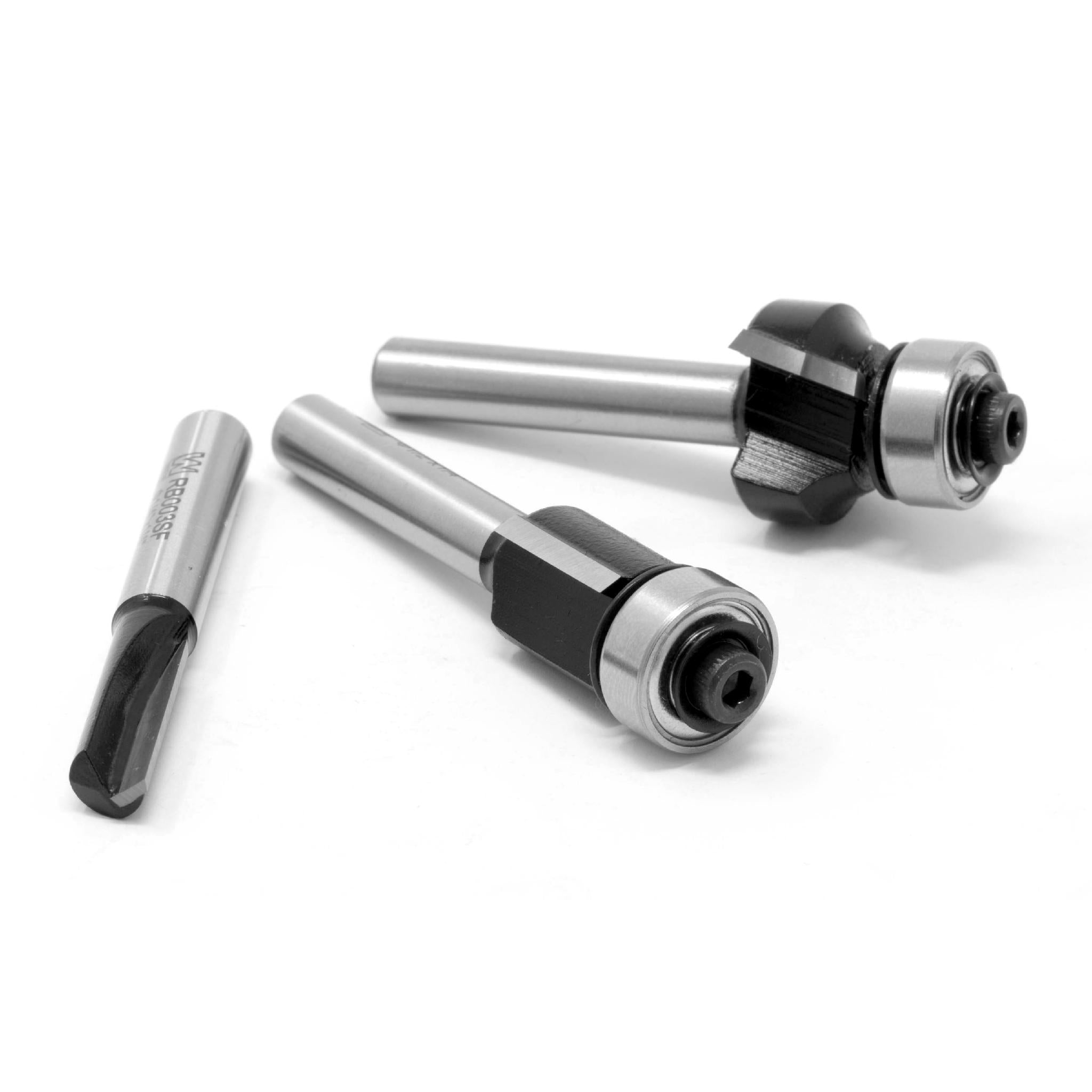 WEN RB500 3-Piece Heat Treated Carbide Tipped Router Bit Set for Woodworking - Perfect for Edge Trimming, Grooving & Profile Cutting in Hardwoods & Softwoods