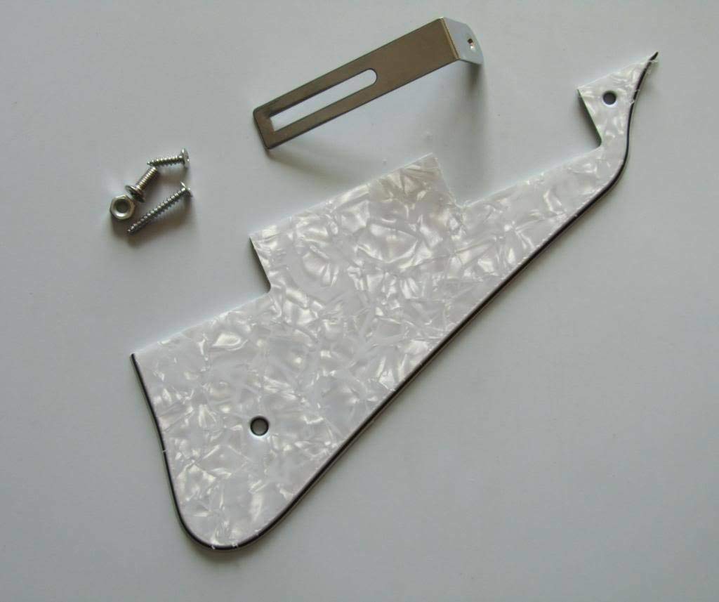 White Pearl LP Guitar Pickguard with Chrome Bracket - Replacement Part for Epiphone Les Paul Guitars | Perfect for DIY Repairs & Custom Upgrades