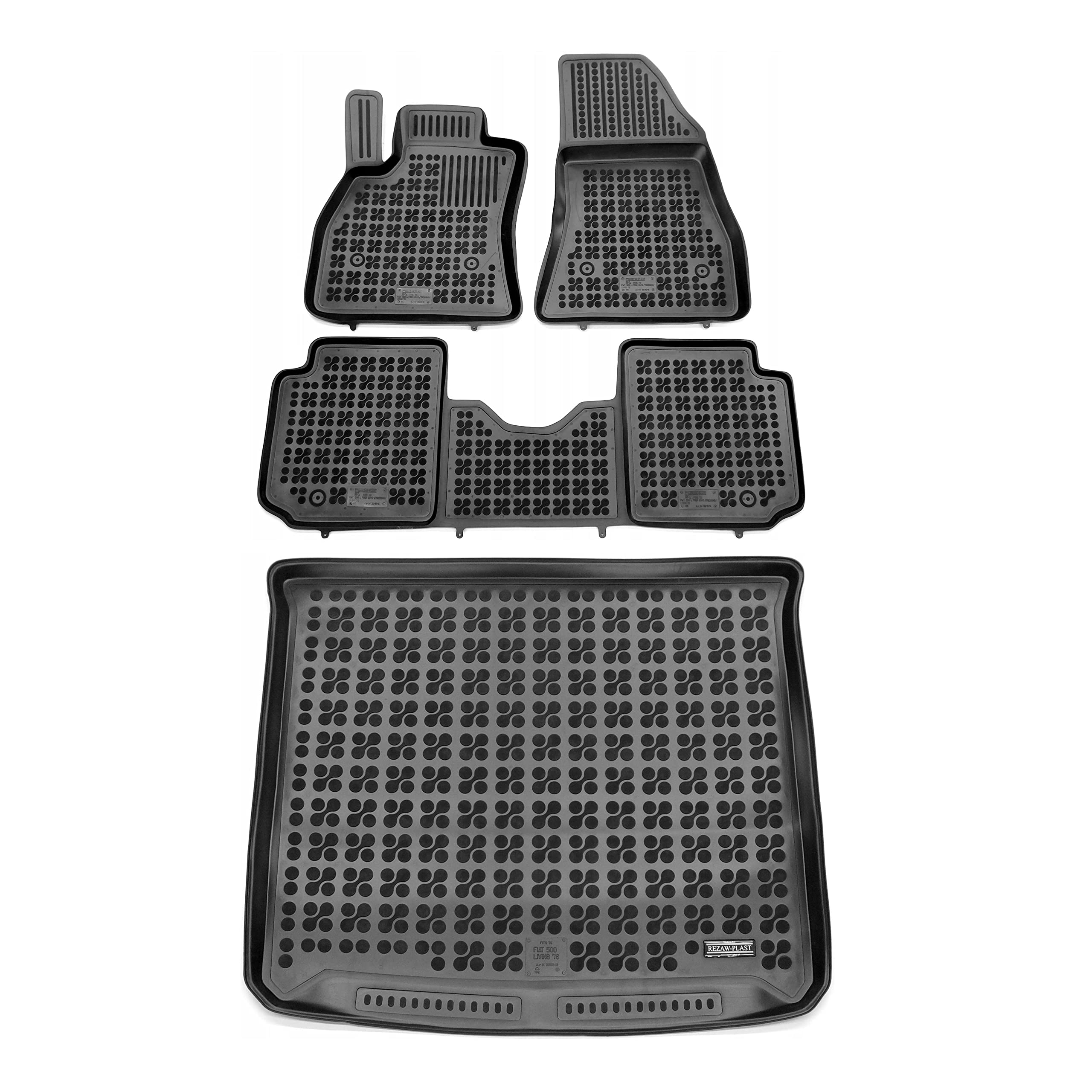 Custom Fit All-Weather Floor Mats & Cargo Liner for Fiat 500L 2014-2020 - Heavy Duty Black Car Mats - Perfect for Daily Commute, Road Trips & Winter Protection