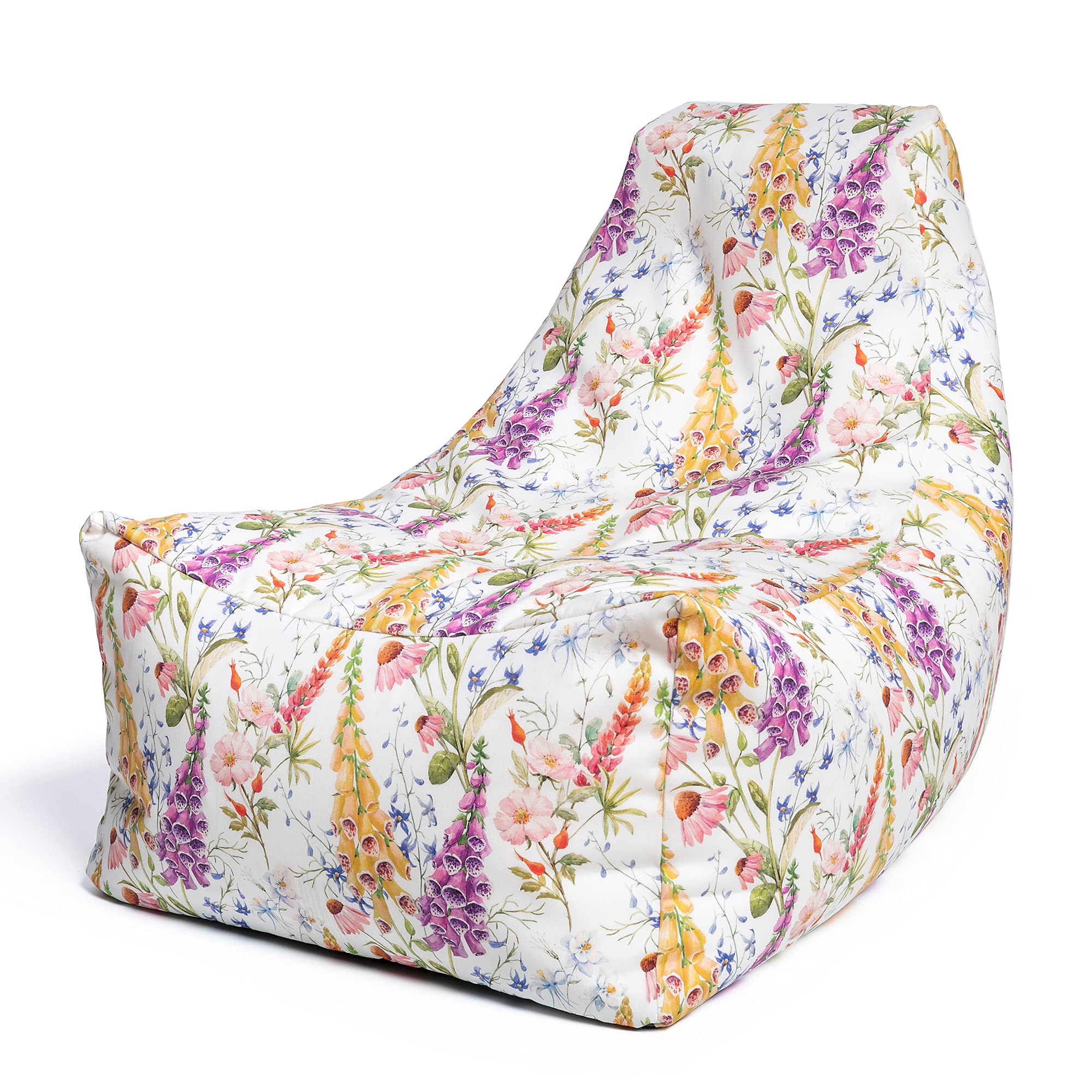 Jaxx Juniper Outdoor Bean Bag Patio Chair - Waterproof & Weather-Resistant Garden Lounge Chair for Backyard, Poolside, or Patio - Comfortable Outdoor Seating for Relaxing in English Garden Style