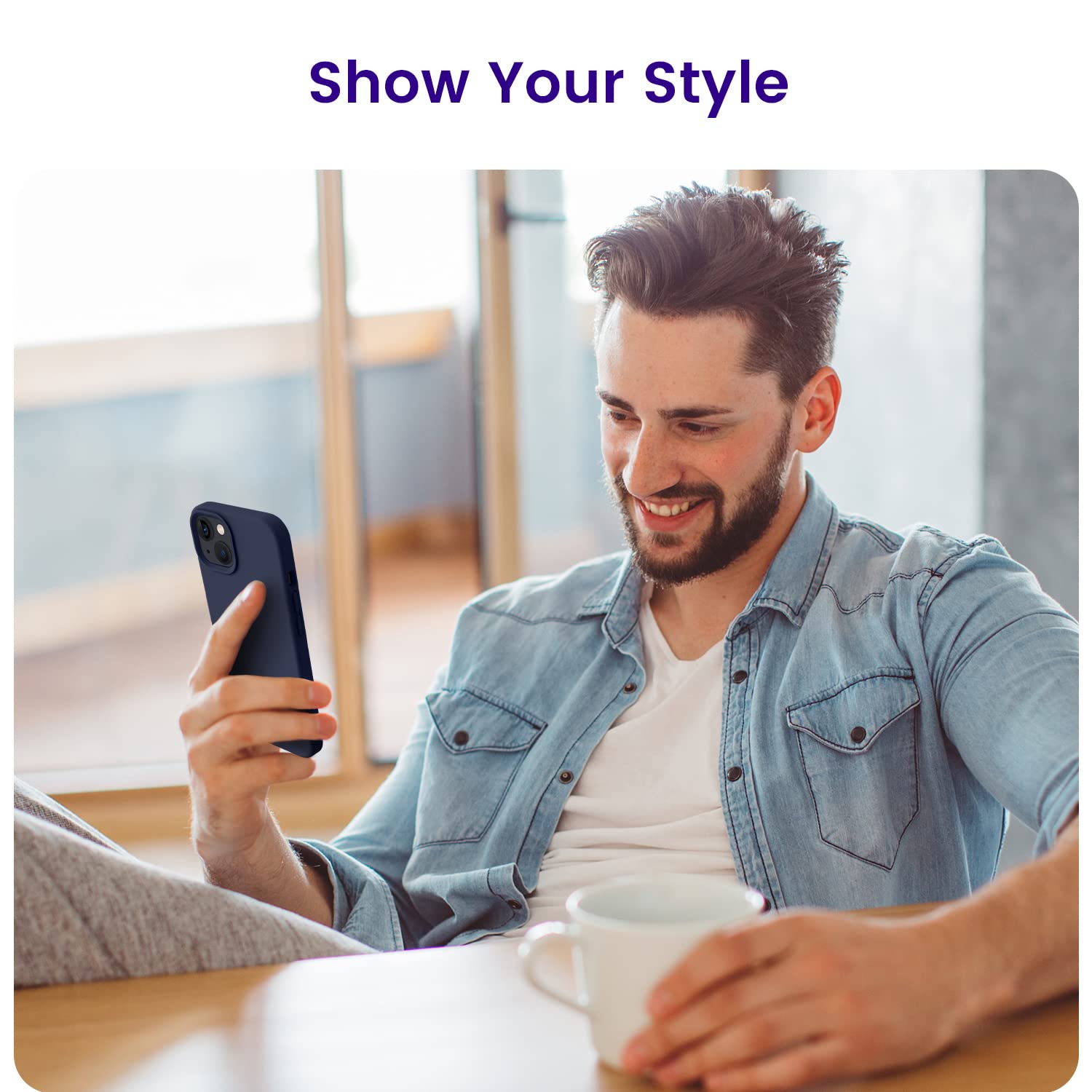 OTOFLY Shockproof Slim Silicone Case for iPhone 13 (6.1 Inch) - Midnight Blue | Protective Cover with Anti-Slip Grip | Perfect for Everyday Use, Work & Travel
