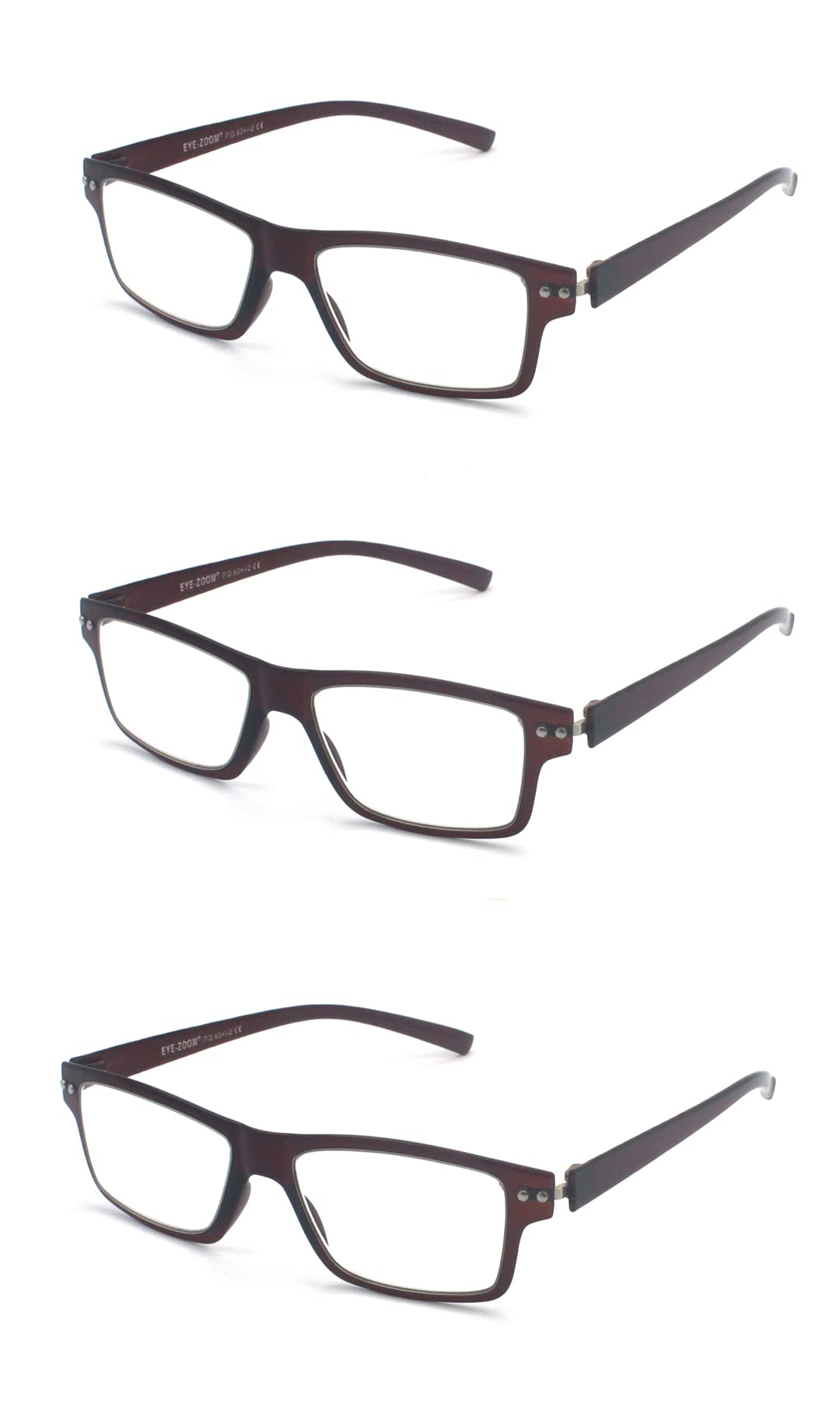 3 Pack Extra Wide Retro Plastic Frame Reading Glasses +1.00 to +4.00 Strength - Stylish Unisex Readers for Men & Women - Perfect for Reading, Crafts & Computer Work