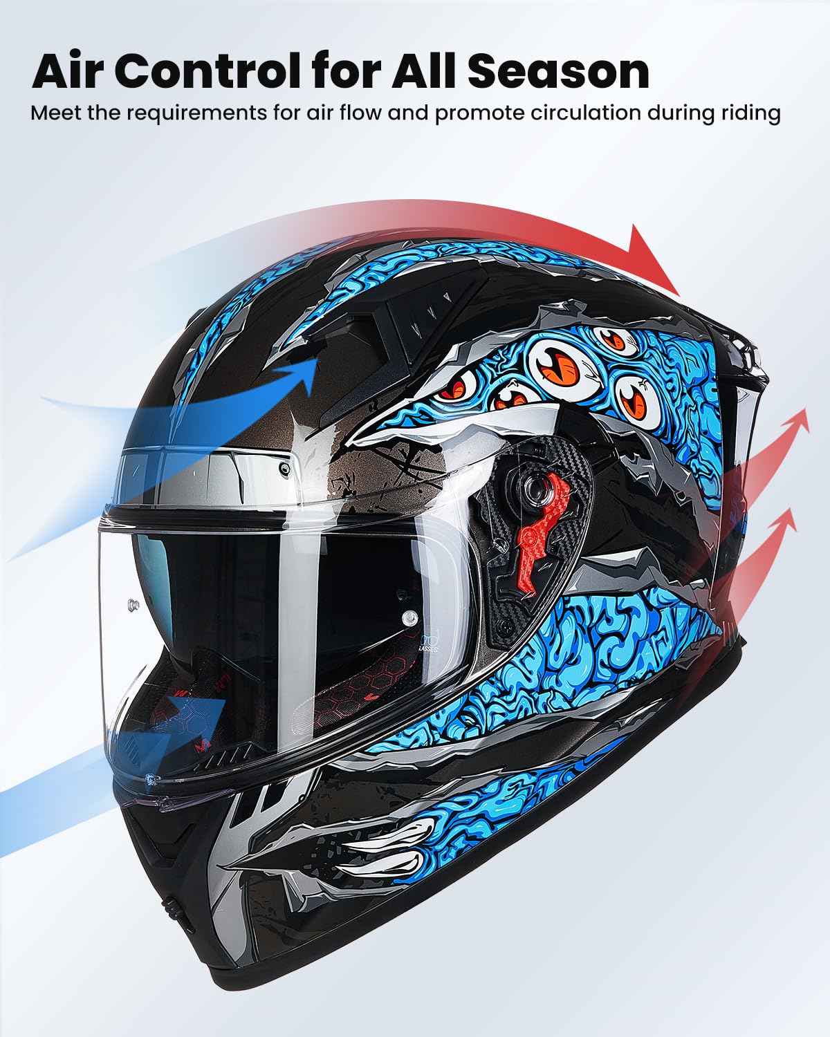 DOT Approved ILM Z501 Full Face Motorcycle Helmet with Pinlock Compatible Clear & Tinted Visors - Street Bike & Motocross Safety Gear for Men & Women | Perfect for Commuting, Racing and Off-Road Adventures