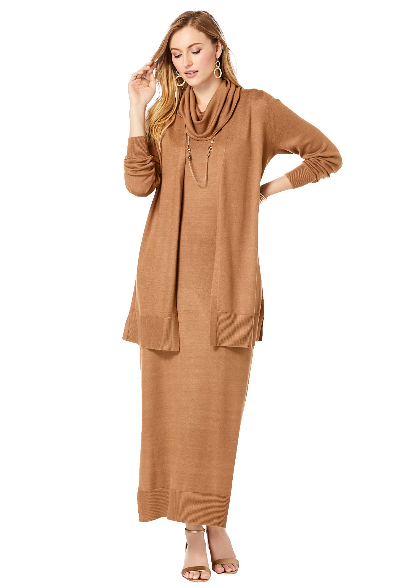 Jessica London Women's Plus Size 2-Piece Sweater Dress Set - Cozy Knit Outfit for Fall & Winter - Perfect for Office, Date Night & Holiday Parties