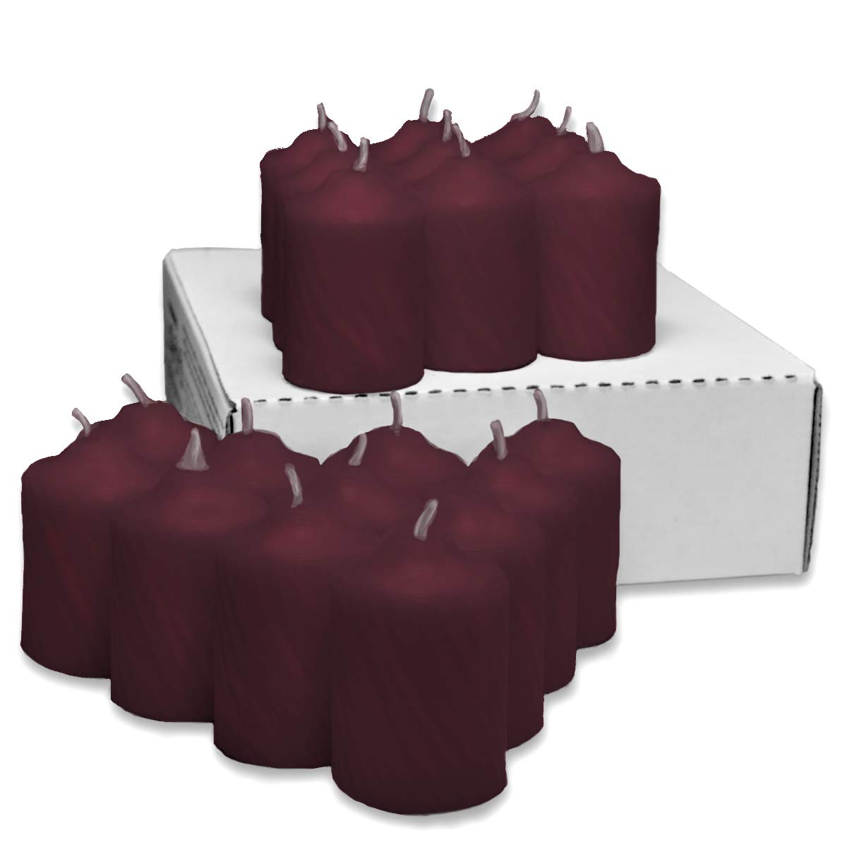 Burgundy Mulberry Scented Votive Candles - 20 Pack Long-Lasting 15 Hour Burn Time - Textured Finish for Home Decor, Wedding Centerpieces & Relaxation Aromatherapy