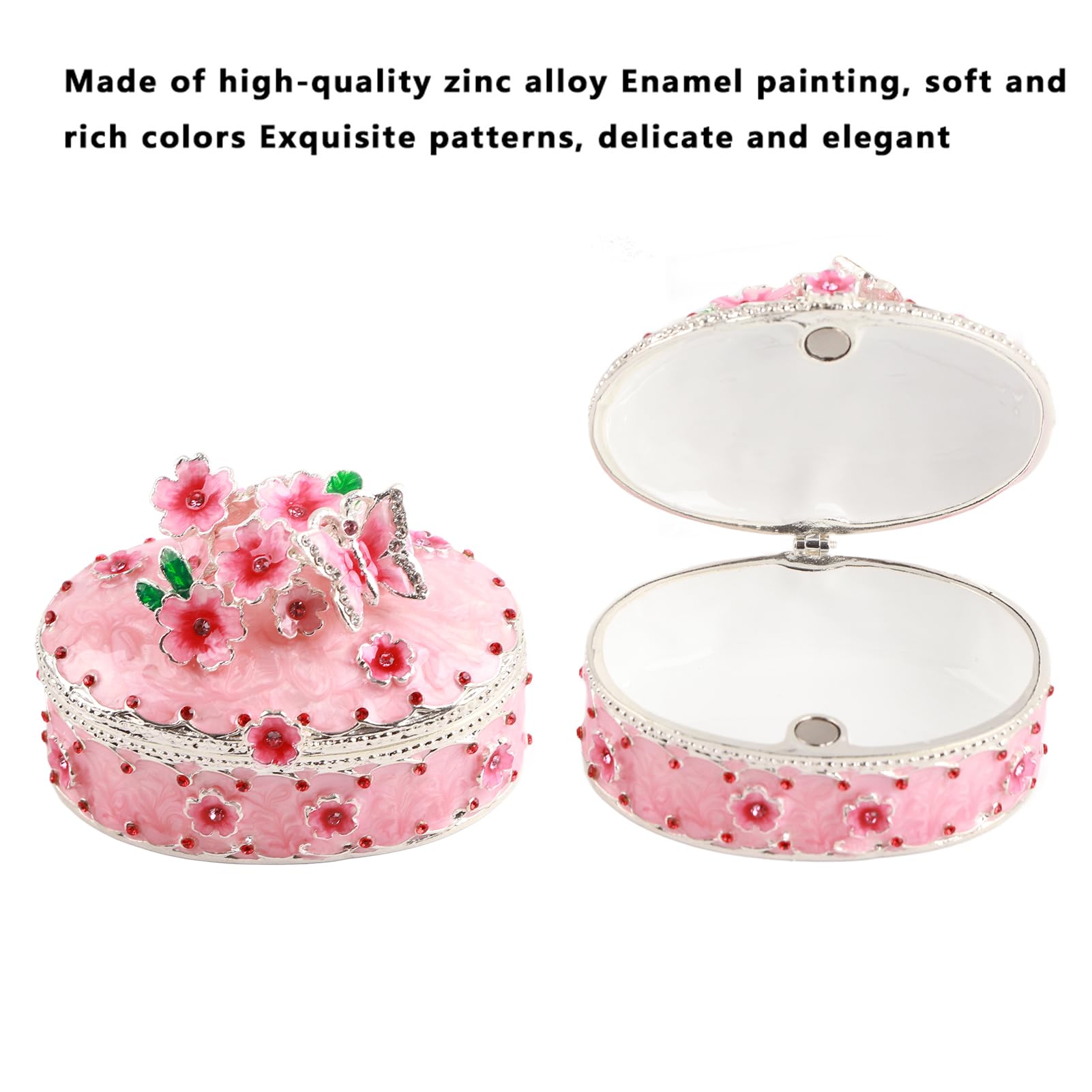 Exquisite Cherry Blossom Enamel Jewelry Box - Floral Trinket Storage & Home Decor for Women | Perfect Gift for Birthday, Wedding, Anniversary | Great for Dresser, Vanity & Bedroom Organization