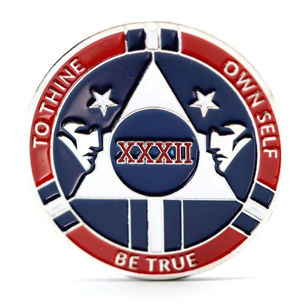 Red and Blue Double Patriot Yearly AA Medallion with Coin Capsule - Alcoholics Anonymous 1-50 Year Recovery Chip | MyRecoveryStore | Perfect for AA Meetings, Sobriety Milestones & 12-Step Program Gifts