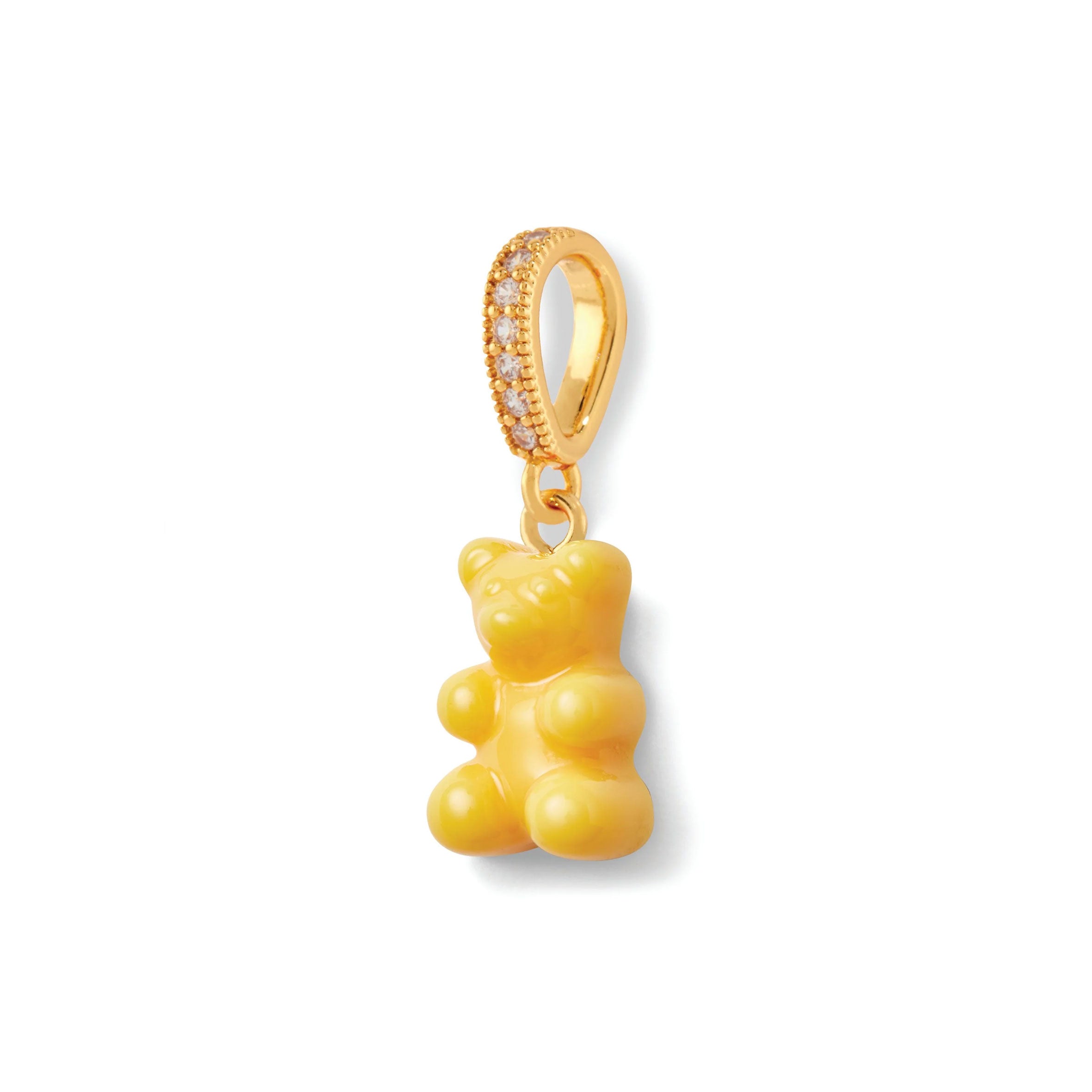 Nostalgia Bear Glossy Pendant Necklace with Crystal Gold Connector - Perfect for Gifts, Anniversary & Everyday Elegant Jewelry