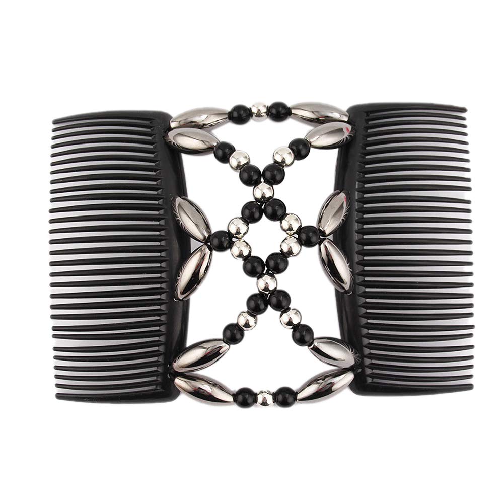 Magic Elastic Hair Clips for Women - Stretchy Beaded Hair Combs for Girls, Perfect for Parties & Weddings