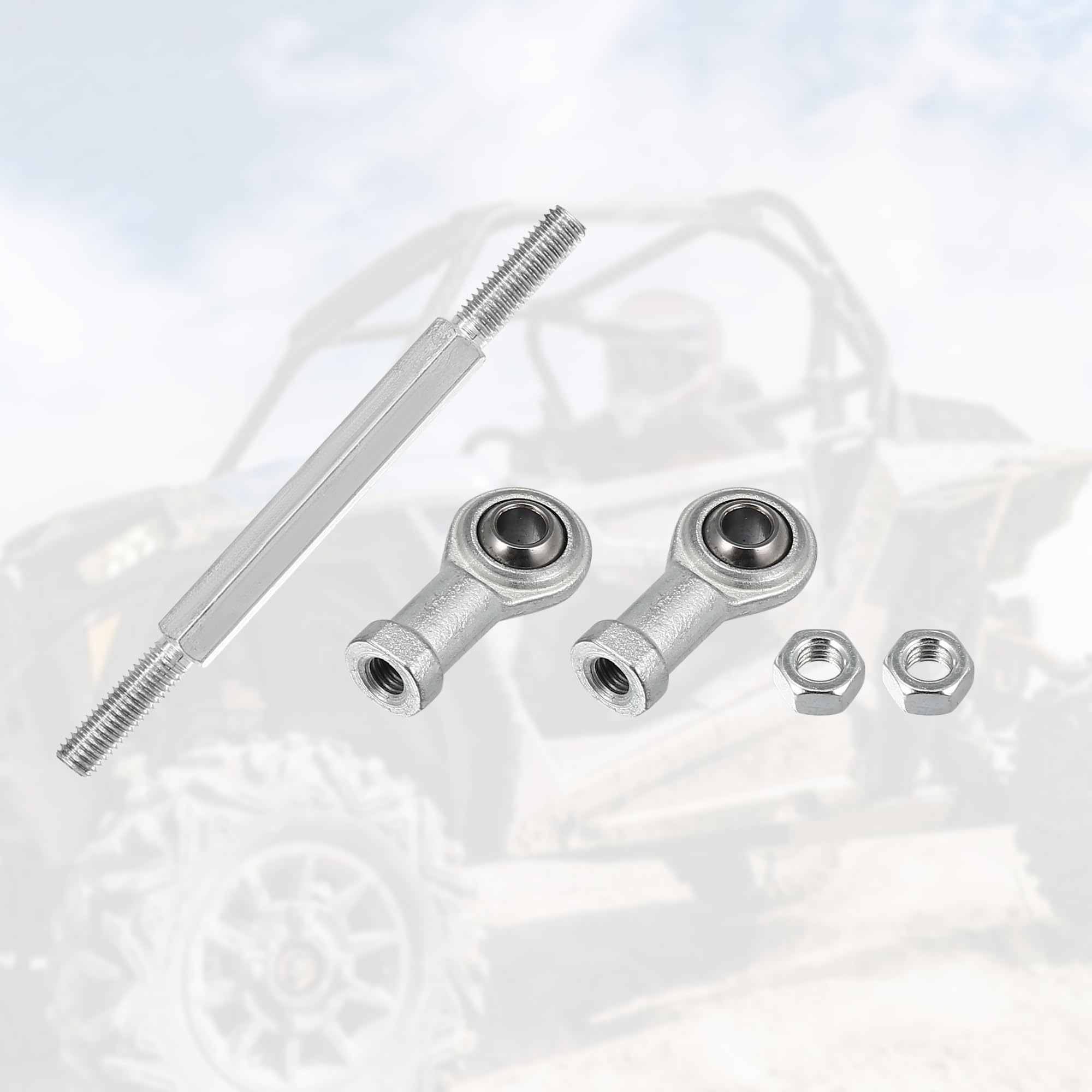 Motoforti 2-Piece 120mm Adjustable Steering Tie Rod Ball Joint with 8mm Hole Diameter for 49cc Electric ATV & Go Kart - Silver Tone (Perfect for Steering Column & Suspension Upgrades)