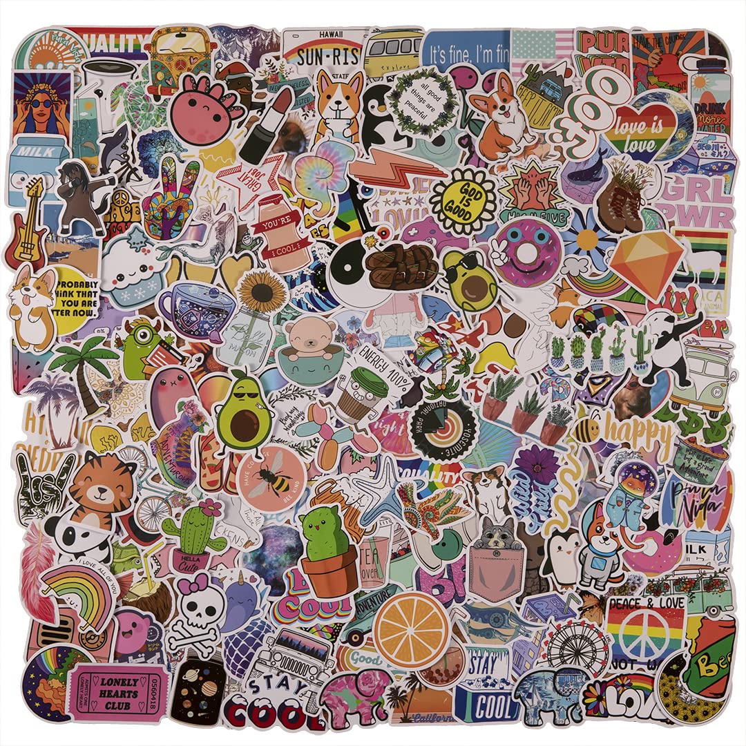 200 PCS Aesthetic Vinyl Stickers - Waterproof for Water Bottles, Laptop, Phone | Kids & Teens Decor