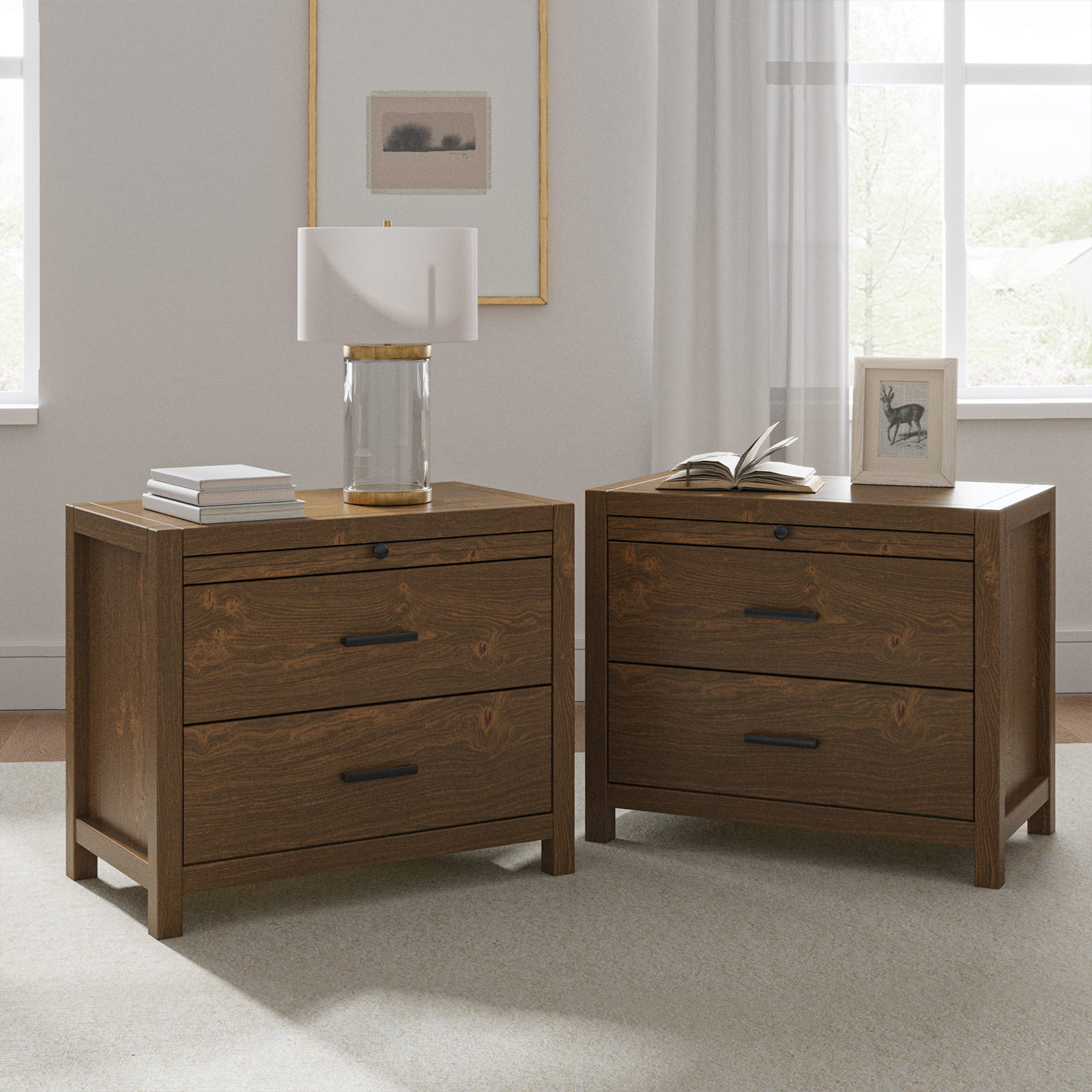 Galatea Simplicity Nightstand with Extendable Tray - Modern Bedside Table with Optional Storage Tray for Bedroom, Living Room or Office Use