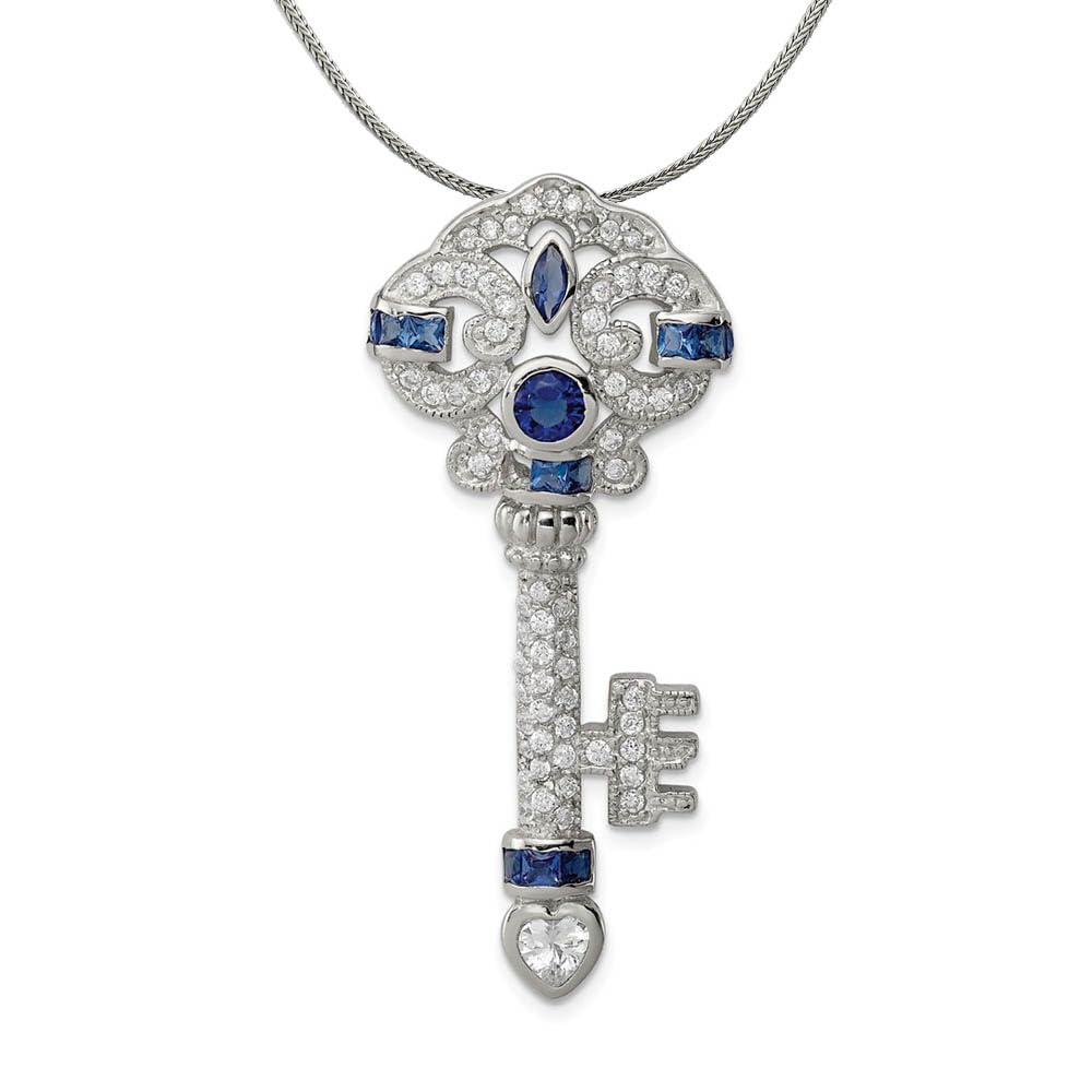 Elegant Black Bow Sterling Silver & Cubic Zirconia Key Slide Necklace | Dainty Jewelry for Women | Perfect for Date Nights, Weddings & Special Occasions