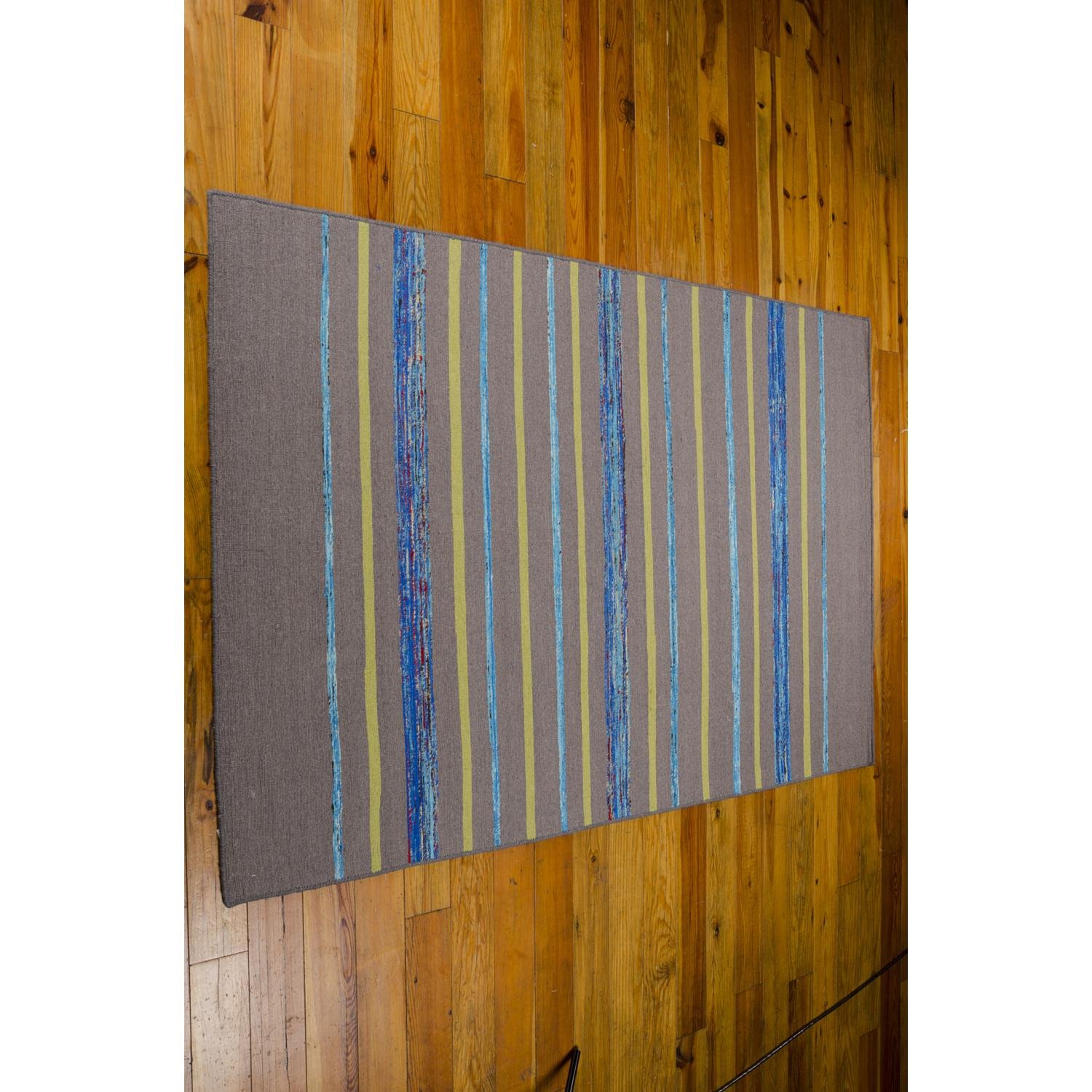 Nourison Spectrum Striped Grey/Turquoise 3'9